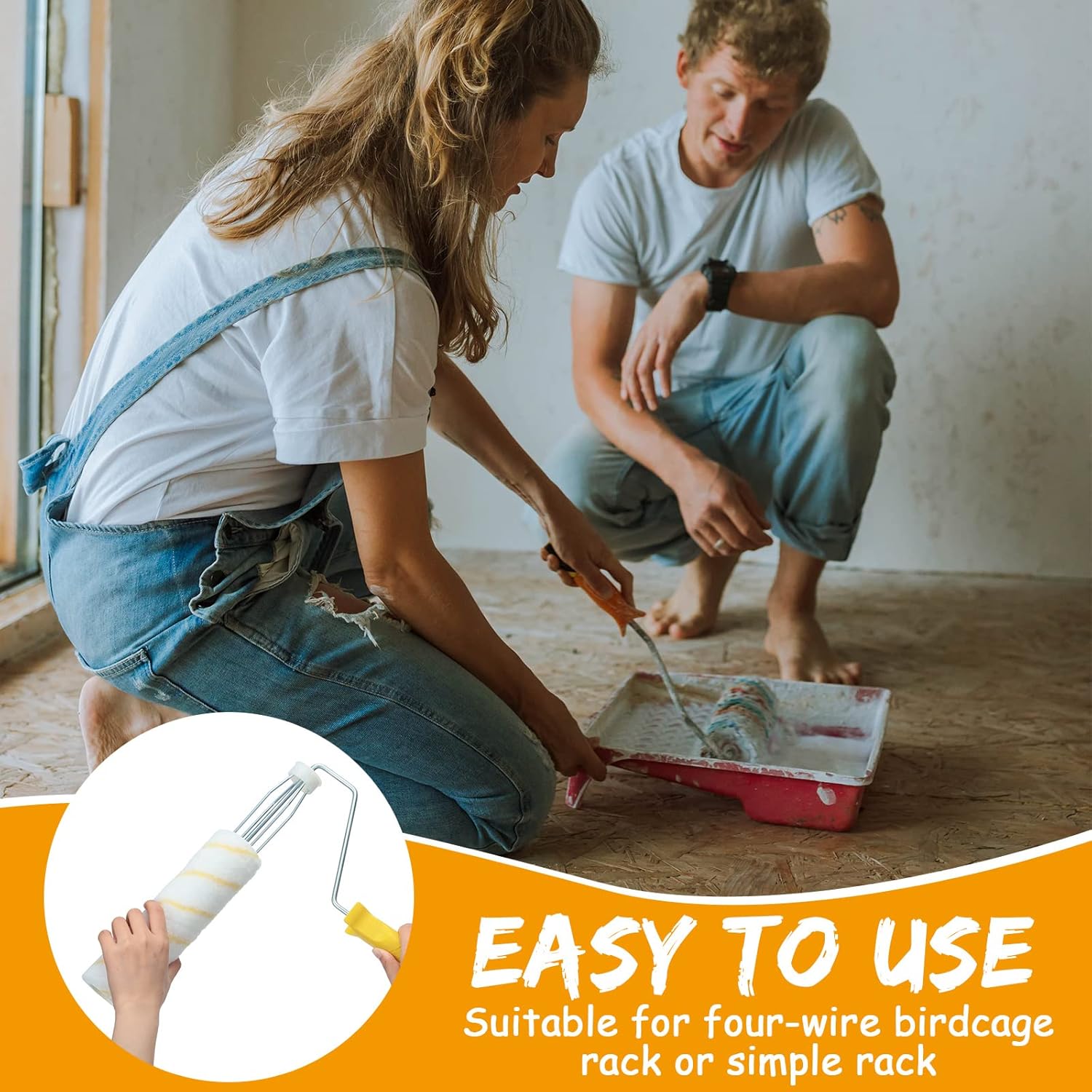 24 Pack Paint Roller Covers 9 x 1/2 Inch Microfiber Paint Roller Covers Large Polyester Naps for Painting Walls Ceilings Home Painting Supplies (Yellow,White)