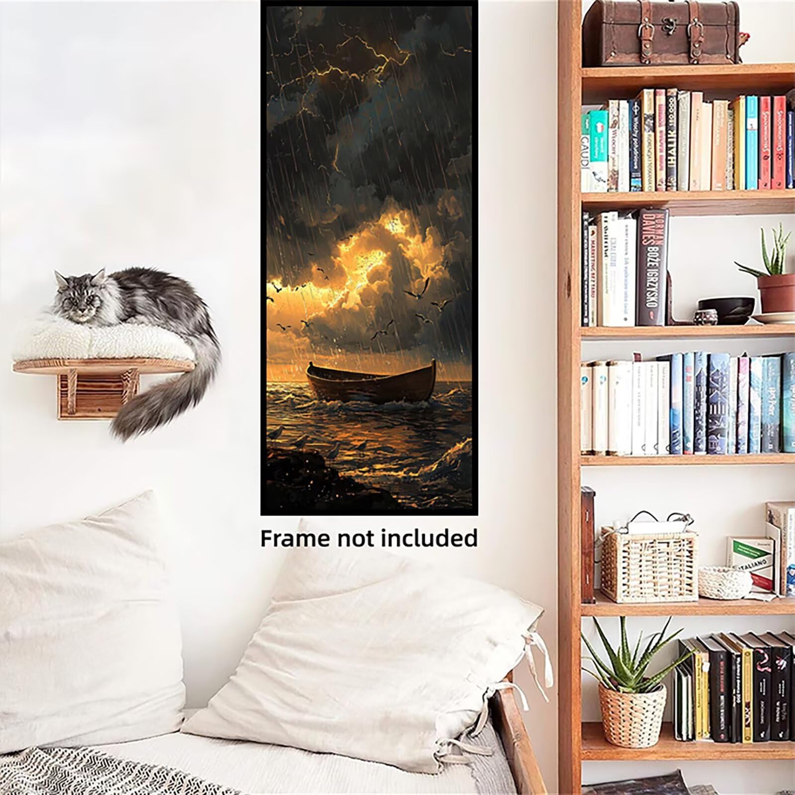 Malen Nach Zahlen 50x150cm Leinwand Schiff Malen Nach Zahlen Erwachsene mit Ohne Rahmen, DIY Kreativ Set für Erwachsene mit Pinseln und Acrylfarbe, Deko Übernatürlich. Landschaft Geschenk, P0M-779