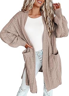Dokotoo Long Cardigans for Women Open Front 2025 Long Sleeves Winter Sweaters with Pockets