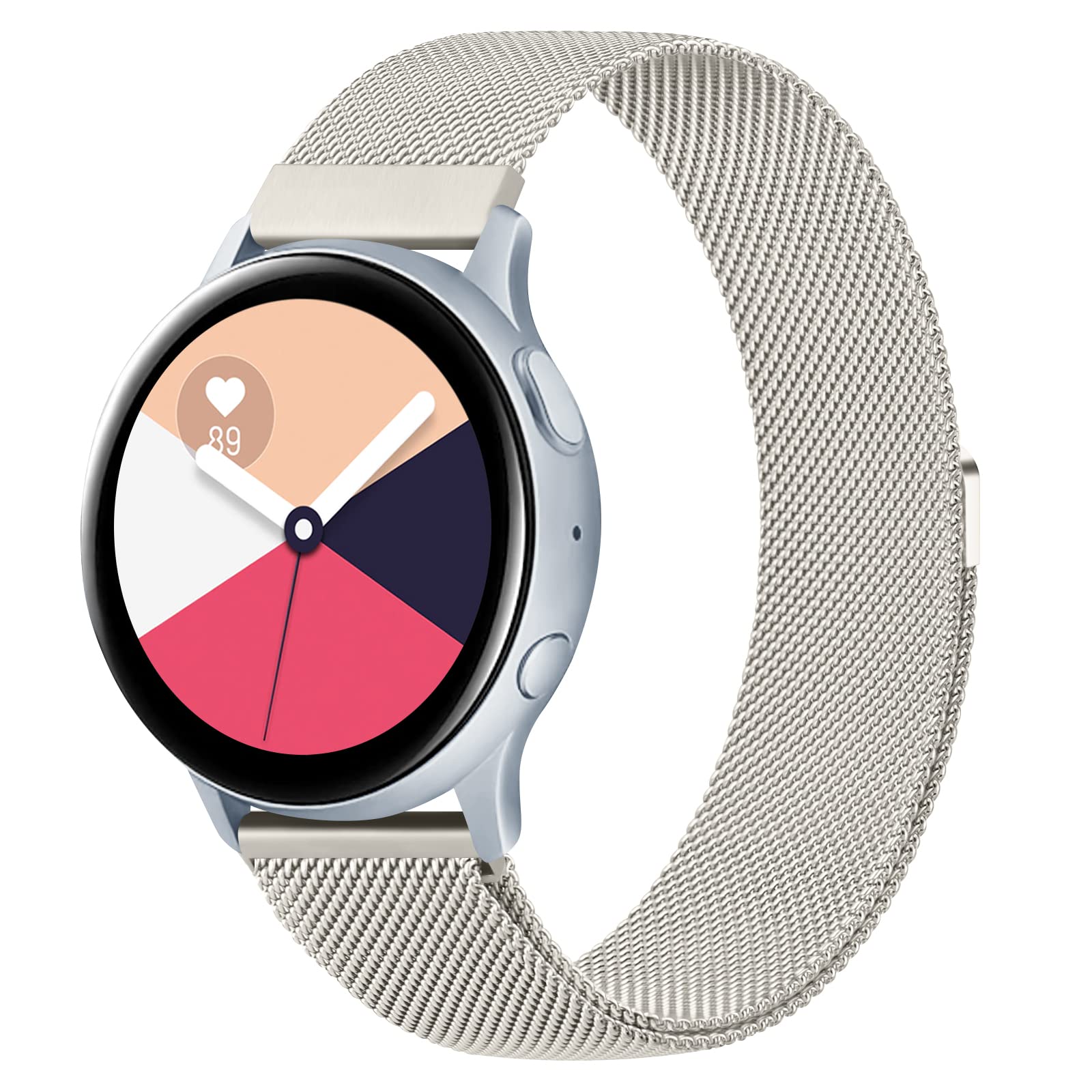 YILED Metal Bands for Samsung Galaxy Watch Active 2/3 40/41mm, 20mm Stainless Steel Mesh Watch Strap (Starlight)