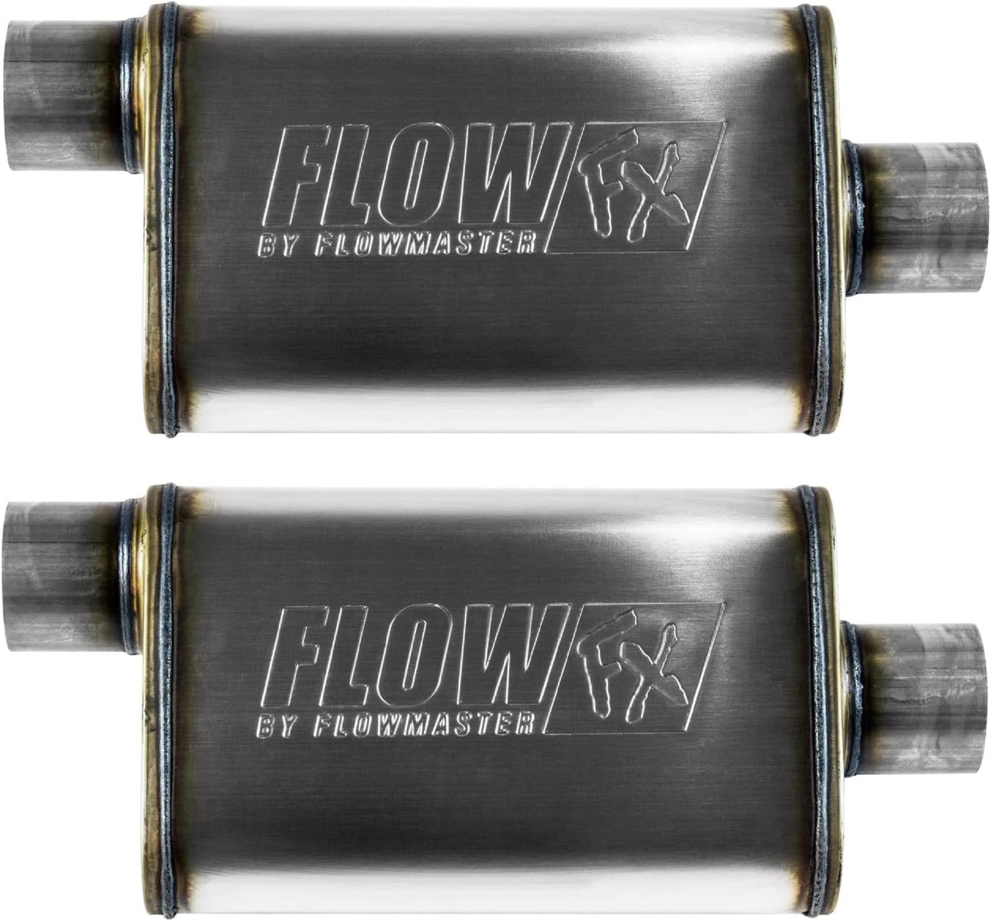 Flowmaster 71236 FlowFX Muffler (2 Pack), 409S 2.5" Offset In / 2.50 Out Moderate