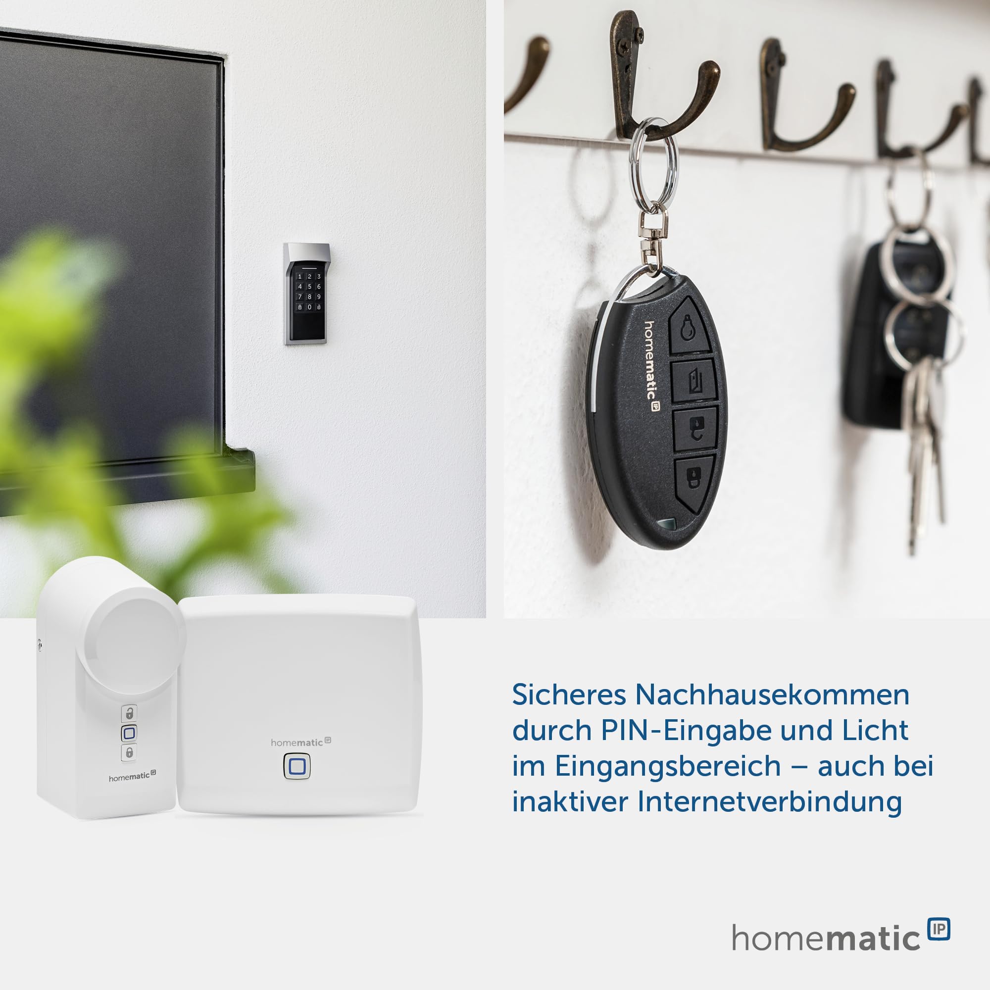 Homematic IP Starter Set Mini Access, Smart Home, serrure électronique pour porte, Smart Lock réarmable sans conversion, contrôlable par application, Alexa et Google Assistant, 161228A1