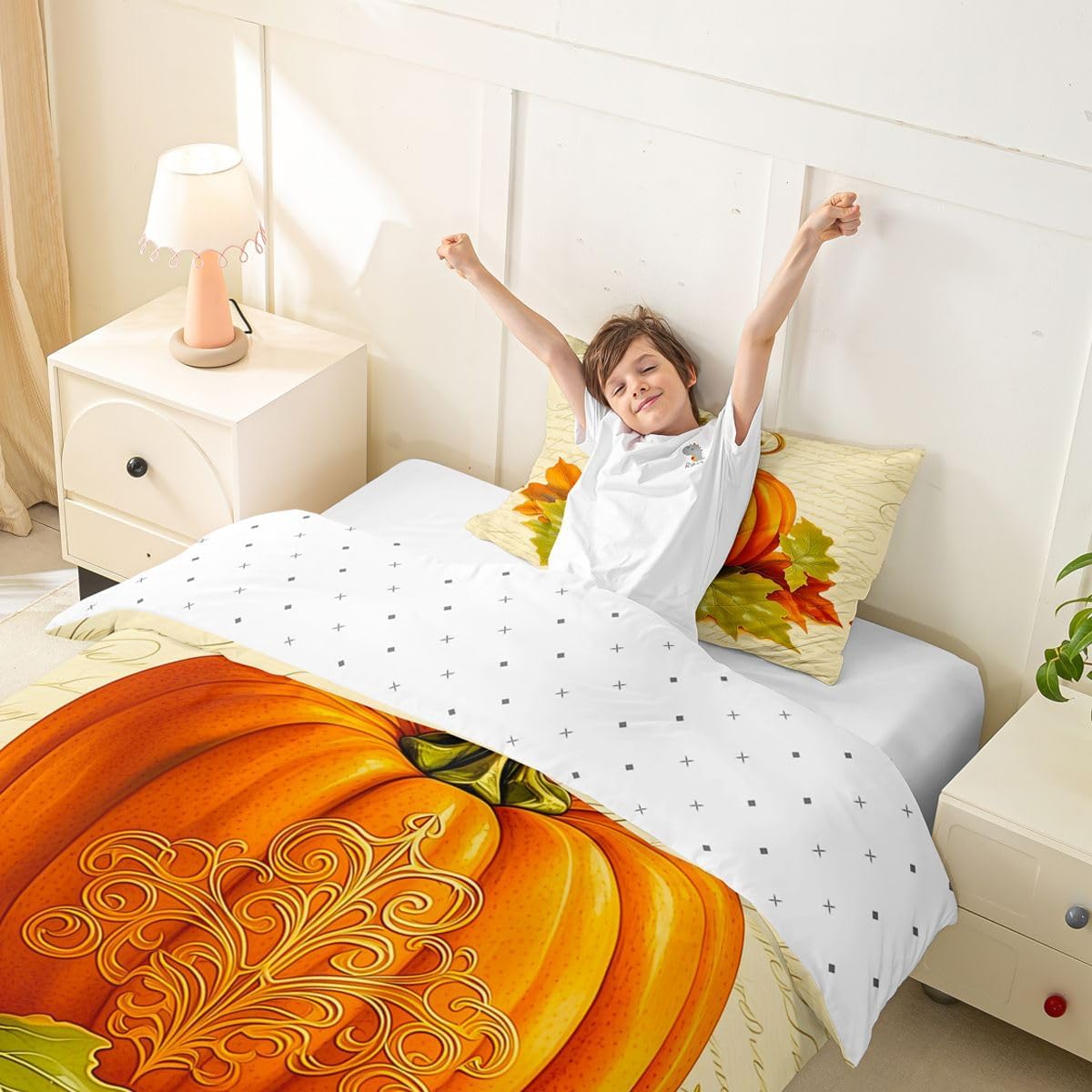 Manfei Green Thanksgiving Girls Bedding Set Twin Size image 4