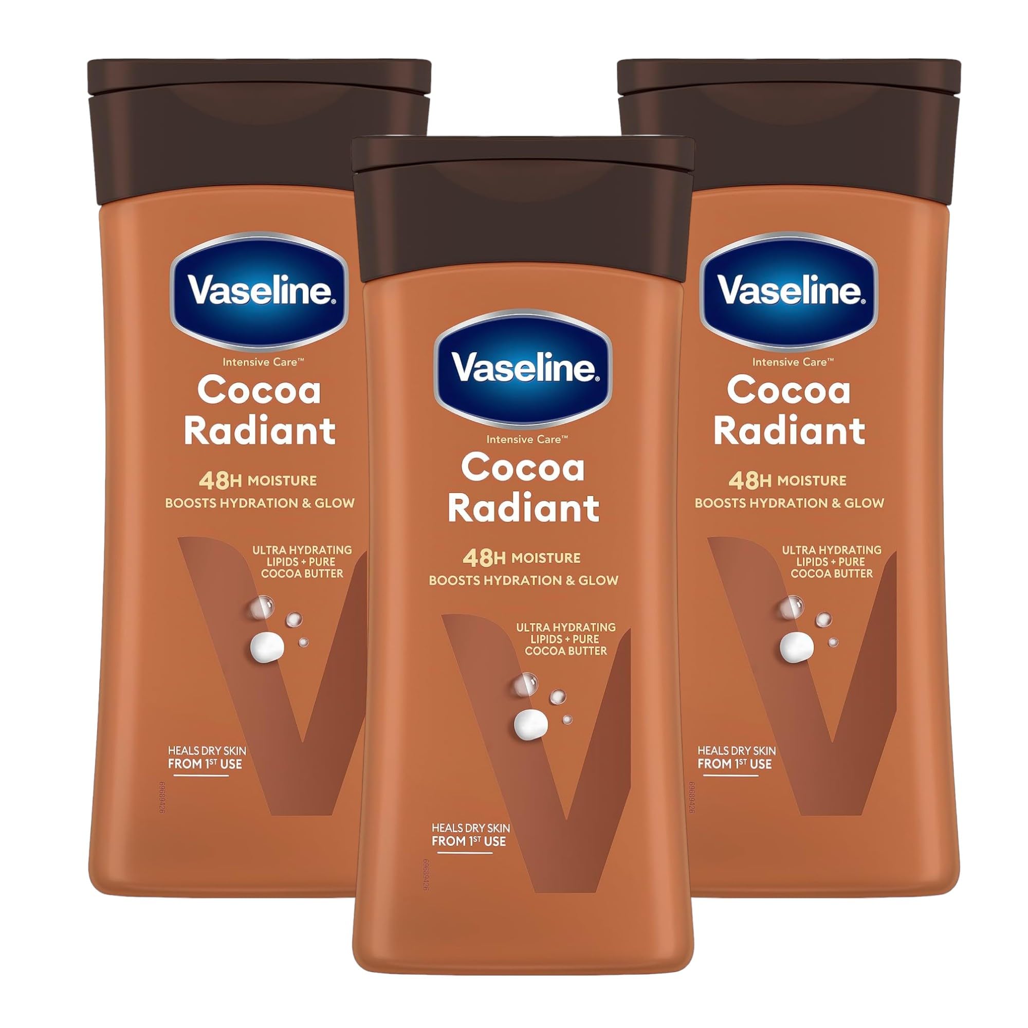 3 x 200mL | Intensive Care Cocoa Radiant Body Lotion 200ml | 48h Moisture Boosts Hydration & Glow | Pack of 3