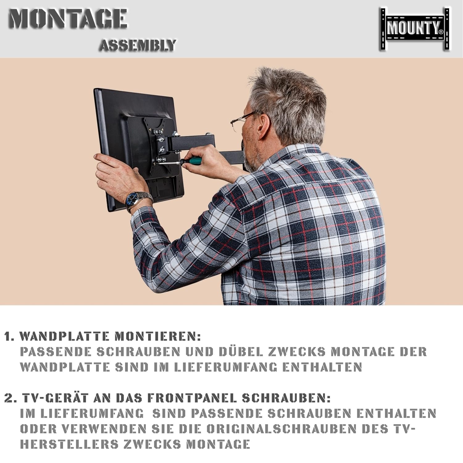 MOUNTY Uchwyt ścienny do telewizora MY172, 11 modeli, wychylny, wysuwany, uniwersalny, maks. VESA 150 x 150 mm, OLED QLED Plazma Curved 4K UHD telewizor z płaskim ekranem