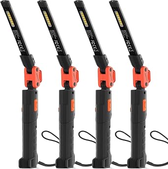 Rechargeable LED Work Light, 400LM Mechanic Work Light, Magnetic Flashlight with 230 Rotate and Hook Led Work Light for Car Repairing, Emergency, Grill, Fathers Day Gift 4 PCS