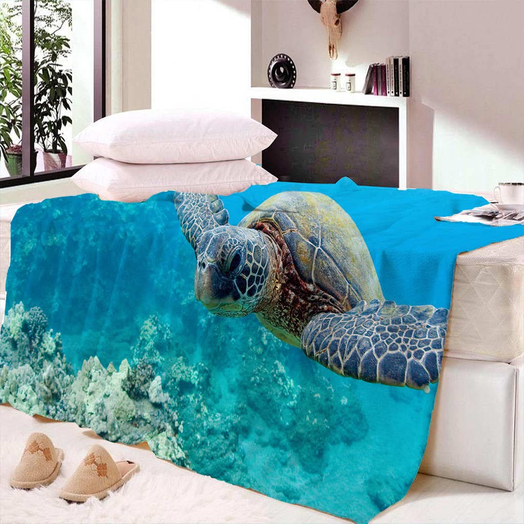Koc polarowy zwierzęta i żółwie narzuta koc na sofę ciepły miękki koc na łóżko kanapy fotele, pasuje na cały sezon 150 x 199 cm
