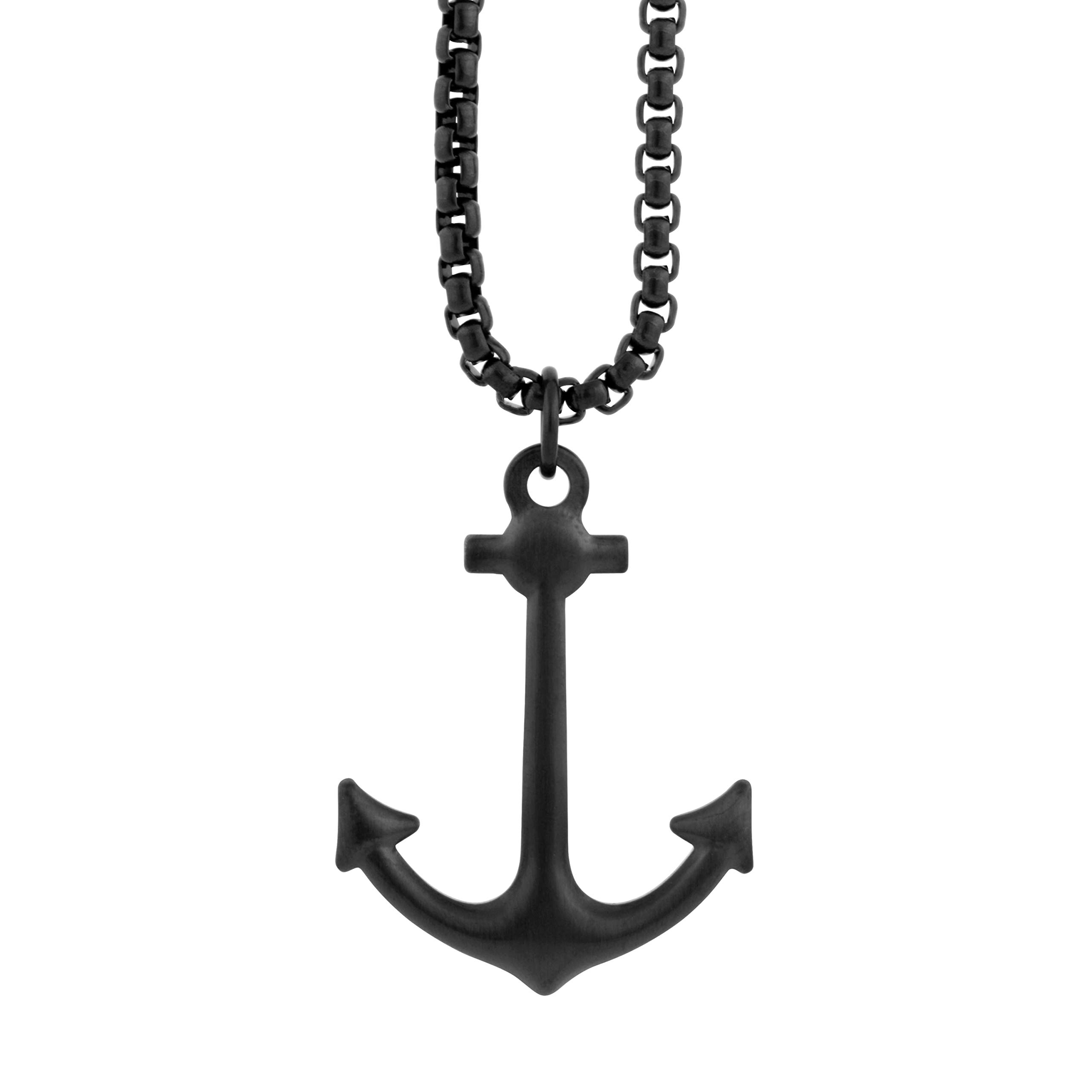 Akitsune Portus Anhänger inkl. 70cm Kette | Halskette Hafen anker Nautisch Maritim Damen Herren Edelstahl