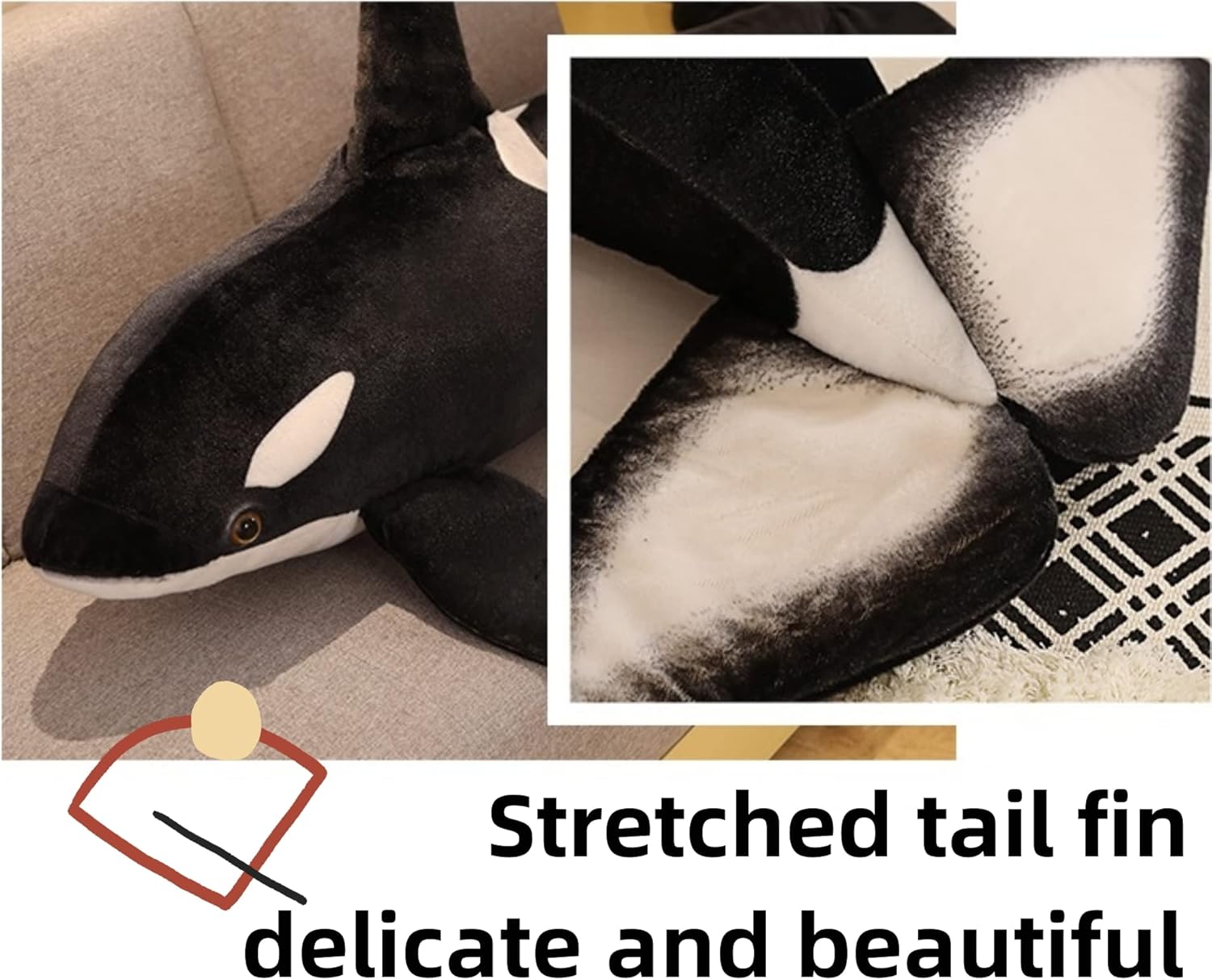 FRANKIEZHOU Simulation Orca Stuffed Animal,Lifelike 15.7" Ocean Creature Killer Whale Plush Stuffed PP Cotton Animal, Orca Plush,Gifts for Kids