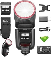 Godox V1Pro V1Pro N TTL Flash para cámaras Nikon, 1/8000 HSS 500 flash de potencia completa, tiempo de reciclaje de 1.3s, 2.4G inalámbrico con flash externo SU-1 Speedlight (Godox V1Pro-N versión de