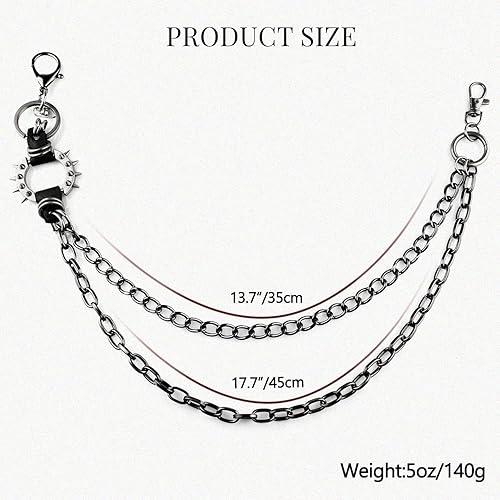 Miniatura 2 de Cadenas punk unisex para pantalones, cadenas de cinturón de alta resistencia, pantalones de hip hop, cadena de jeans con cierres de langosta