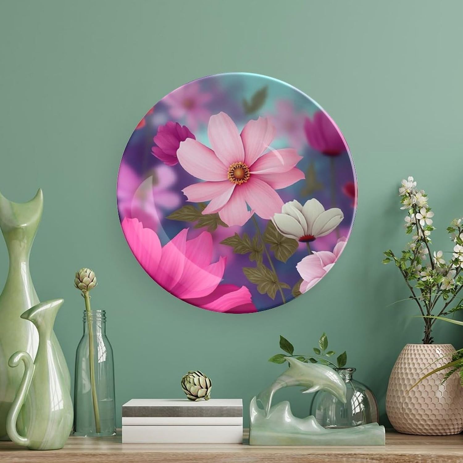 Pretty Flowers Ceramic Decorative Plate for Home, Bone China Plates image 5