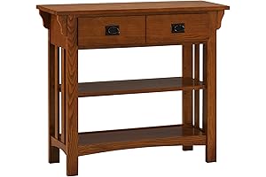Leick Home 8261 Mission Impeccable 5-Tier Mission Style Bookshelf with Bottom Drawers