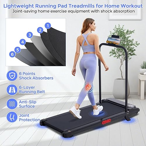 Miniatura 7 de Electric Treadmills for Home with Incline, Walking Pad Treadmill with Handle Bar, 0.6-7.6MPH Portable Small Treadmills with Handles for Home Small