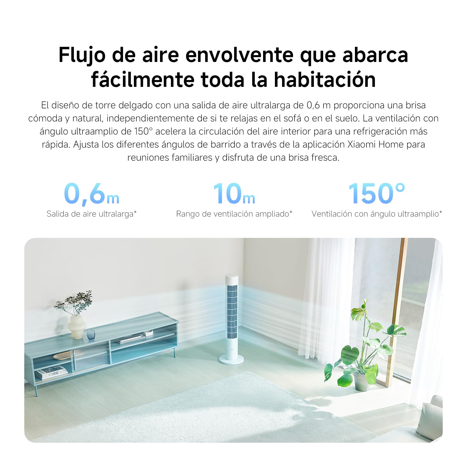 XIAOMI Tower Fan 2, Refrigeración Silenciosa, Control Inteligente | Potente ventilador de torre con modo sueno, control smart de 100 velocidades y bajo consumo para dormitorio, salon u oficina.