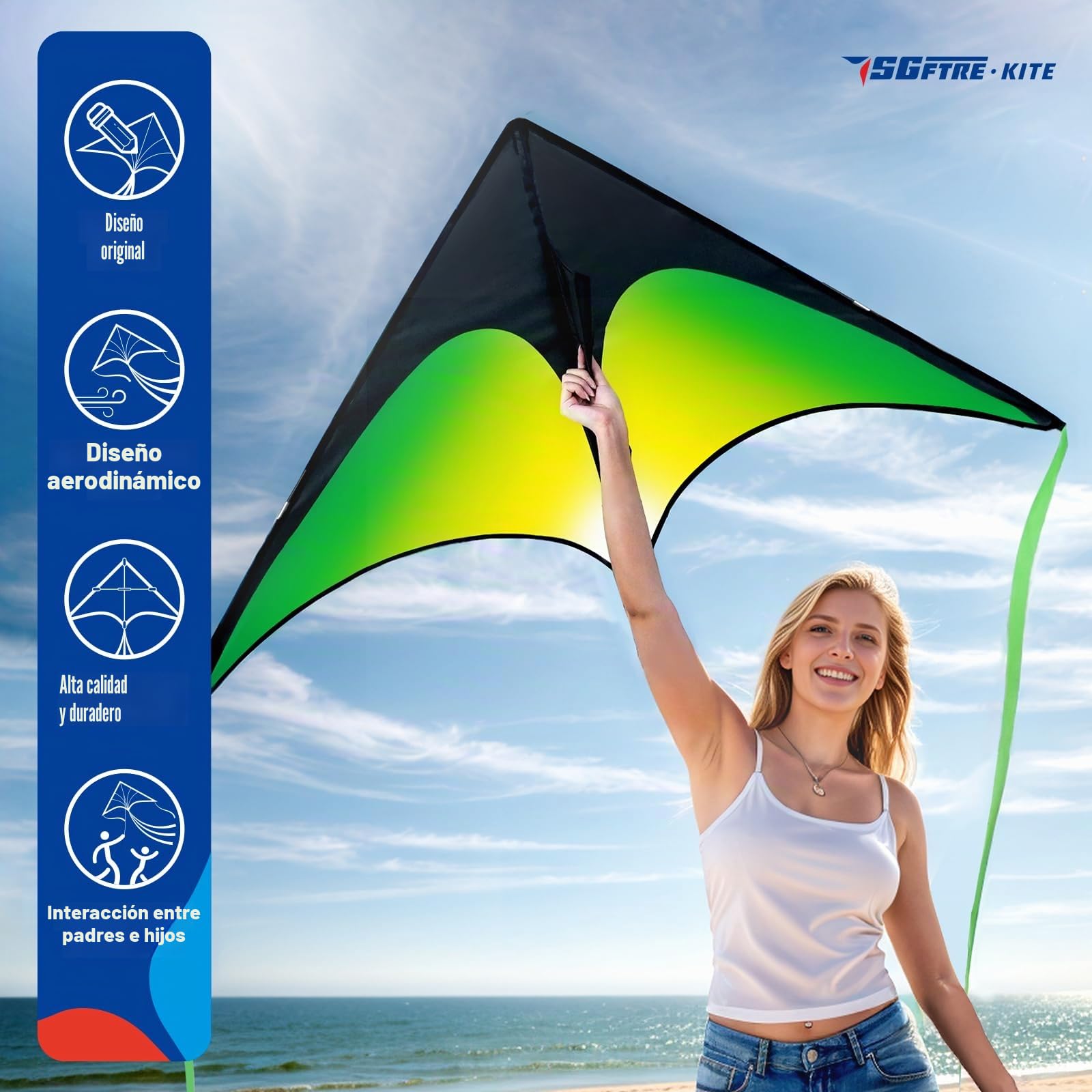 Delta Kite - Juego de tres cometas para niños y adultos, cometas para adultos fáciles de volar, cometa familiar perfecta para parques y playa, cometas Delta para actividades divertidas al aire libre