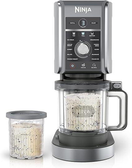 Ninja CREAMi Deluxe Ice Cream & Frozen Treat Maker for Ice Cream, Sorbet, Milkshakes, Frozen Yogurt, & More, 11-in-1, XL Capacity, Silver, Includes (2) Family-Sized 24 oz. Tubs, NC501