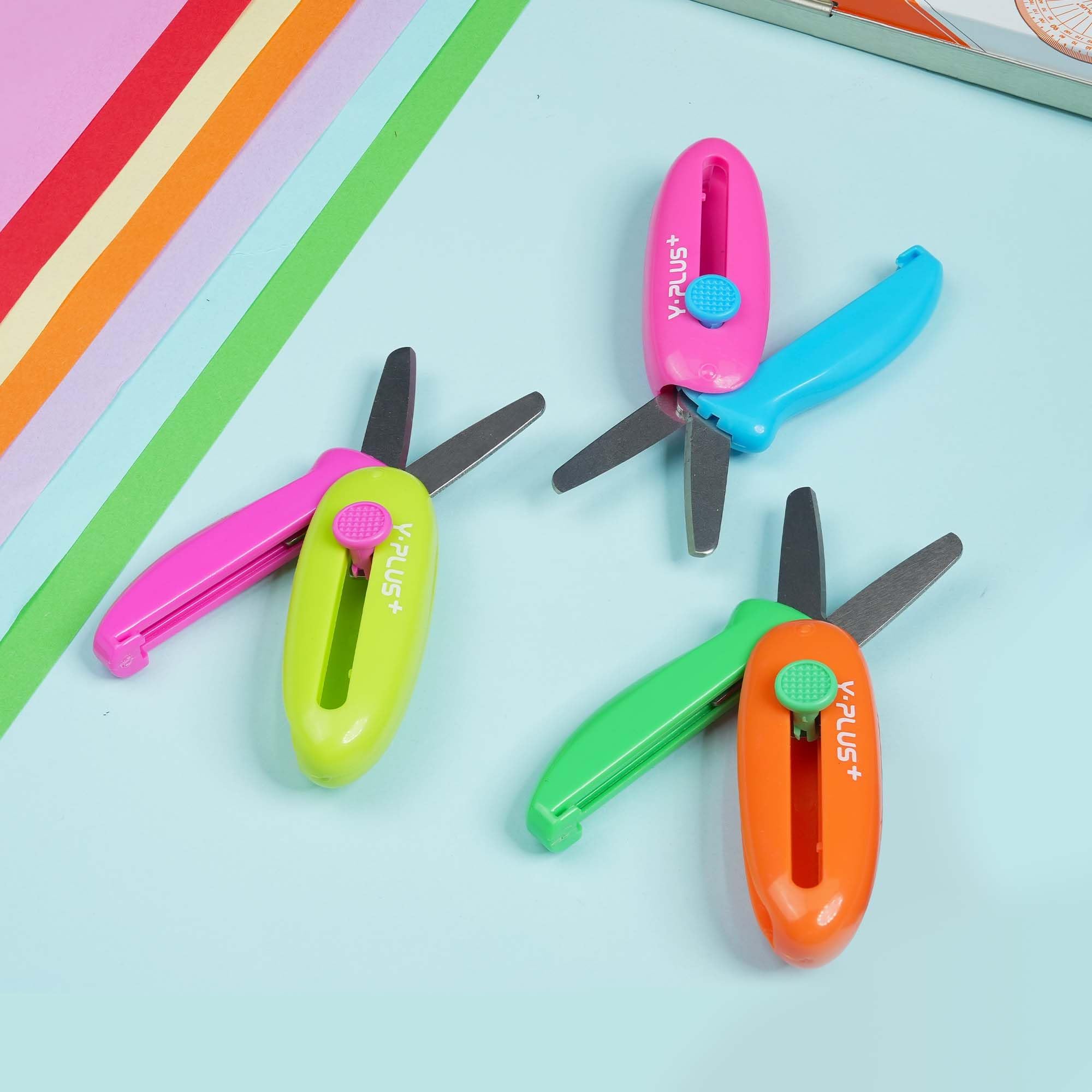 Forbici di Sicurezza per Bambini - Piccole Forbici Retrattili per Età 3-5 2-4 1-3, Carine per Artigianato Prescolare - Arancione