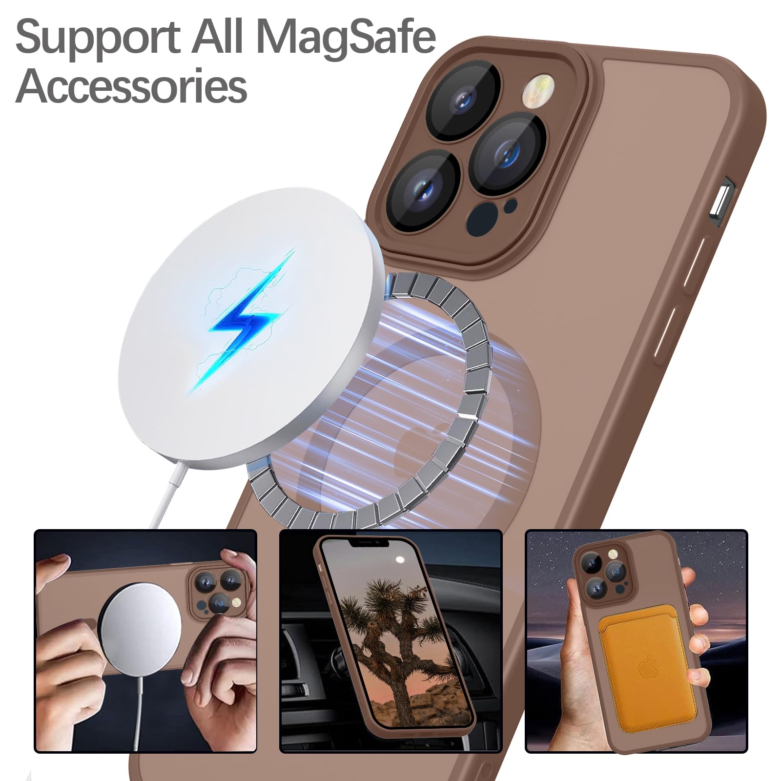 Custodia Per IPhone 13 Pro Max Con MagSafe – Sottile, Opaca, Anti Giallo, Protezione Fotocamera, Antiscivolo, Grigia - 2