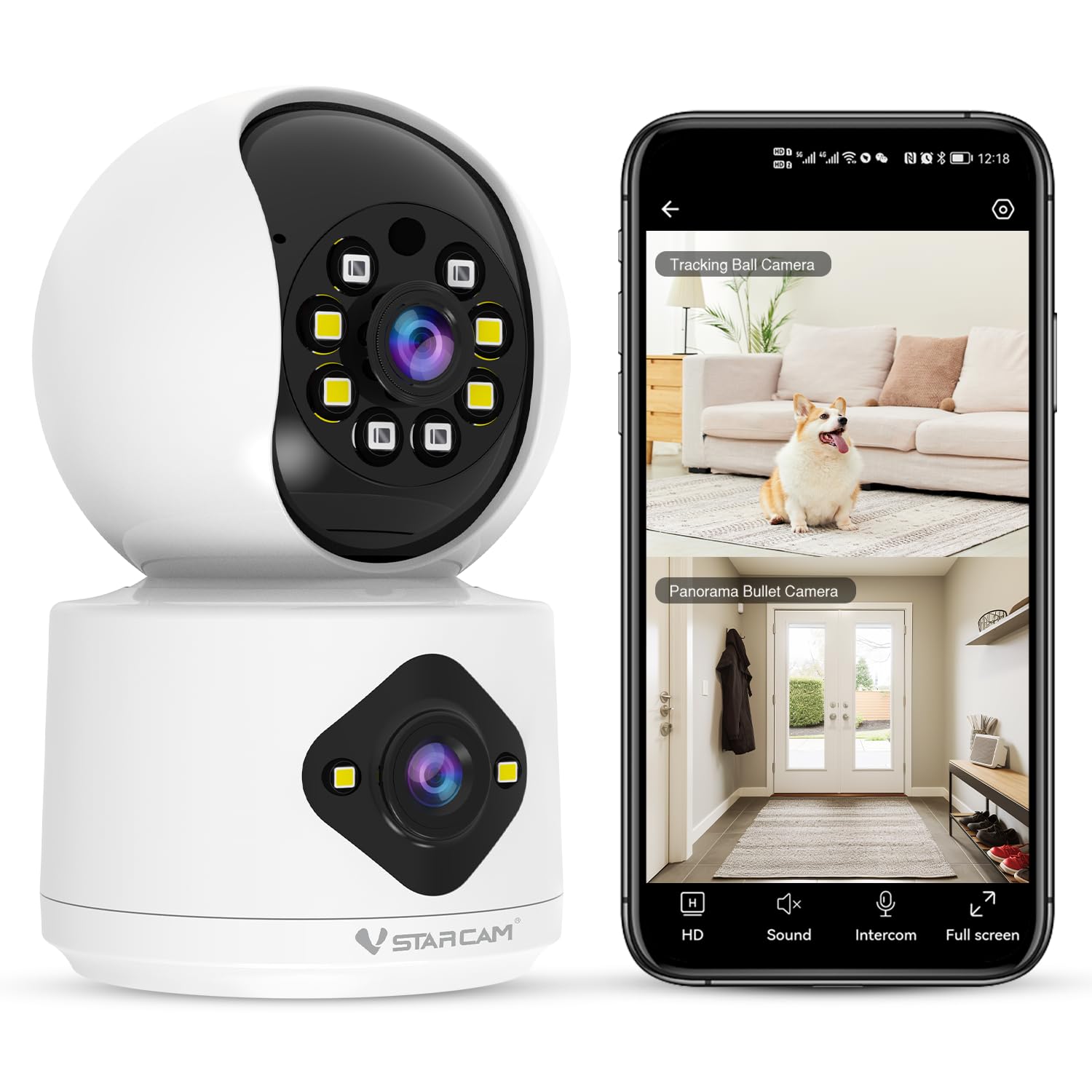 Photo 1 of VSTARCAM 2K+2K Dual Security Cameras, 360° Pan-Tilt, Color Night Vision