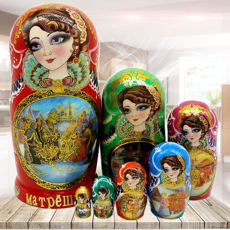 Matrioska In Legno Dipinte A Mano Ibasenice - Set Di 5 Bambole Russe Annidate, Giocattolo Educativo E Decorazione Colorata