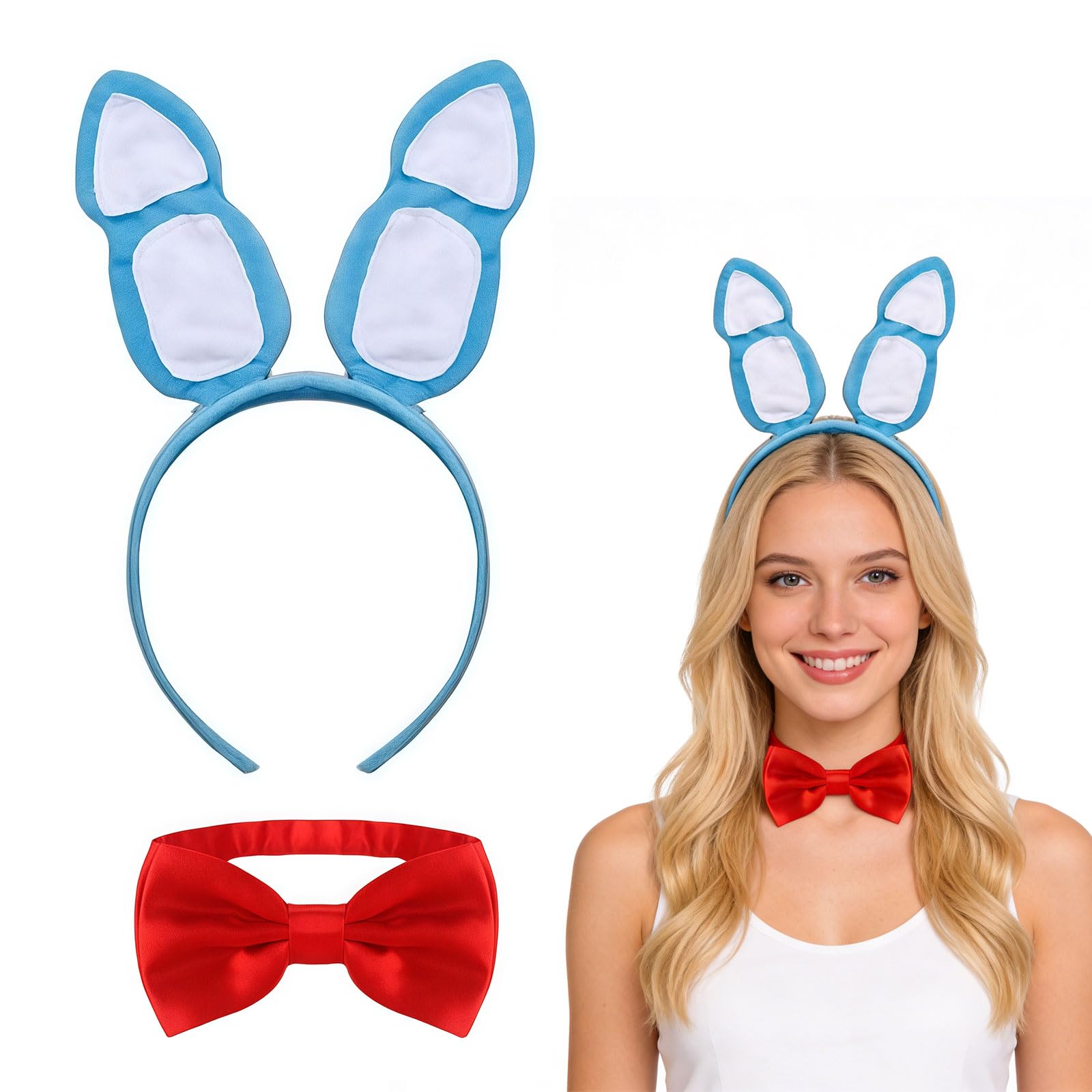Xanthelle Bunny Ears Costume, Bunny Girl Cosplay Ears for White Rabbit Costume Adults