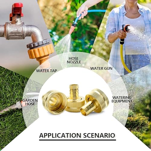 Miniatura 6 de SANATO 3 piezas de latón conector de reparación de extremo de manguera de jardín, 38 pulgadas de púa x 34 pulgadas hembra GHT accesorios de rosca