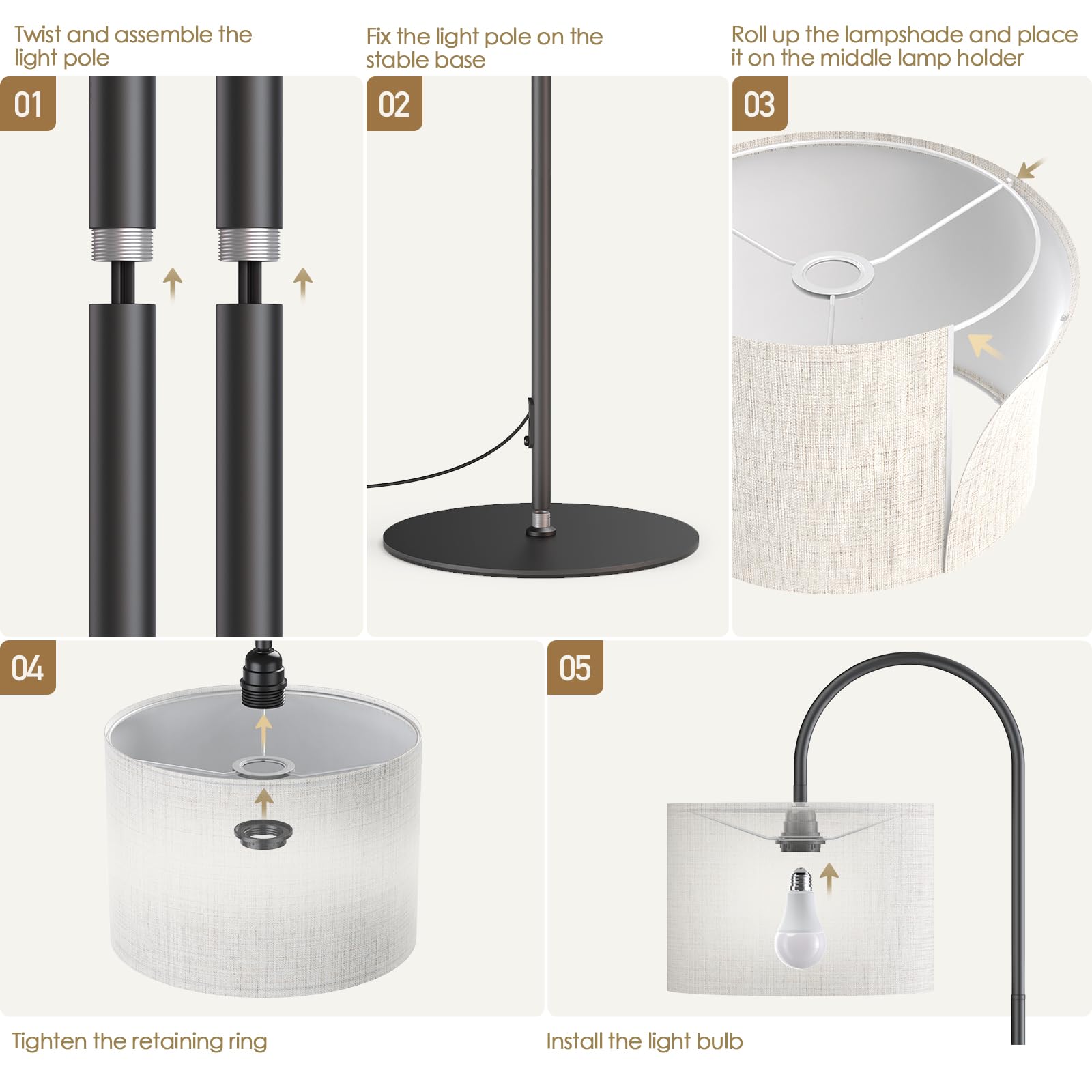 Lampadaire LED LEAZZLE - Dimmable, 2700K-5500K - Synchronisation Musique - Pour Salon, Chambre