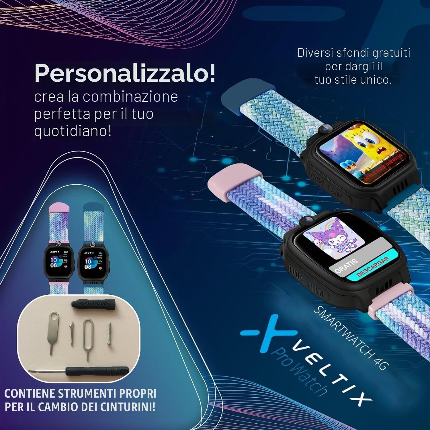 VELTIX Nuovo Orologio Intelligente X Pro 2 Cinturini Gratuiti Smartwatch Per Con GPS E Chiamate Bambina Per, Bambini Bambini, 4G