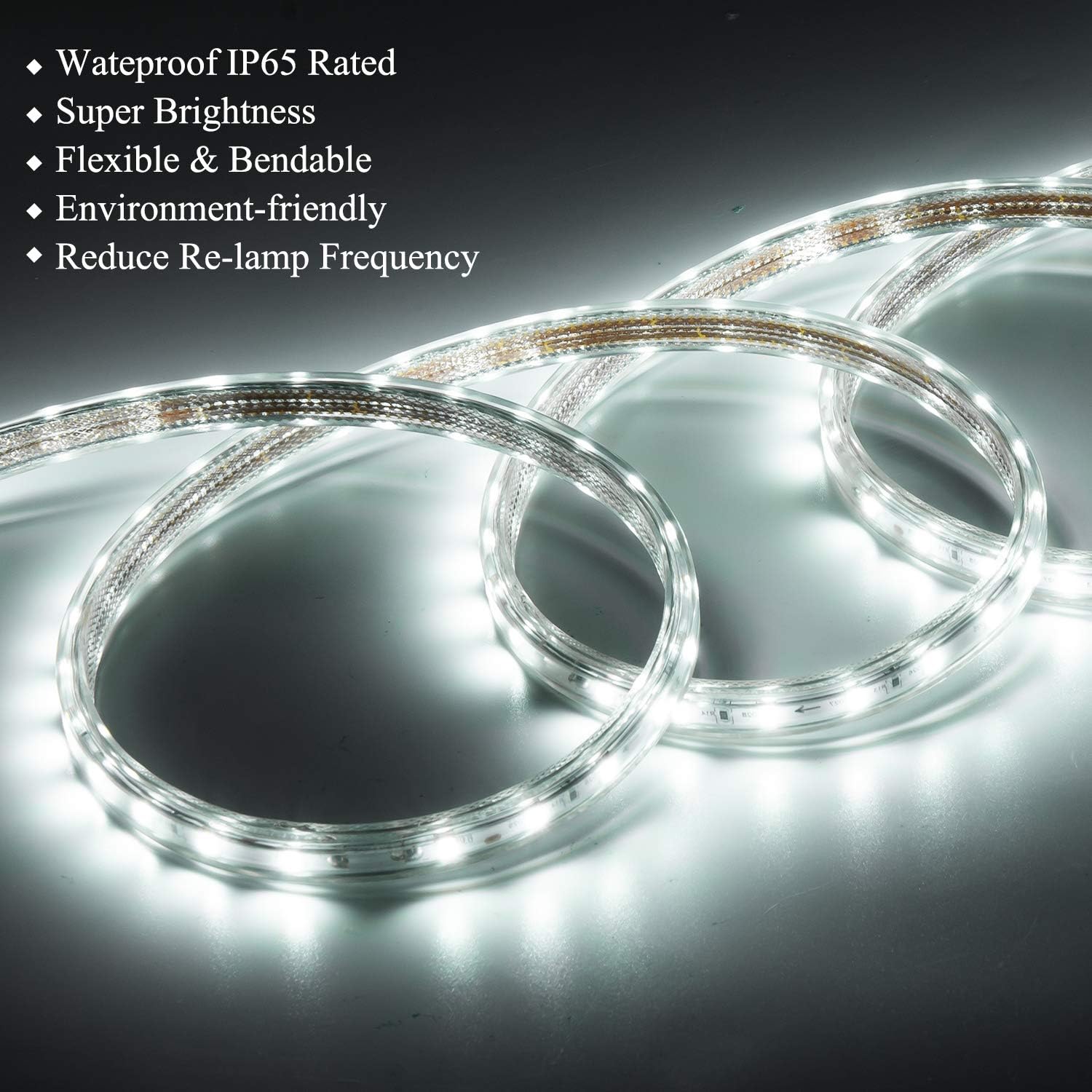 New Arrivals JUNWEN LED Strip Lights Outdoor Indoor,Rope Lights,Tape Lights,Daylight White 2100LEDS 114FT/35M,Waterproof,Xmas Decorative,Plugin 110V, String Lighting for Garden Patio Yard Deck Garage Fence Pool Hottest Sale JUNWEN LED Strip Lights Outdoor Indoor,Rope Lights,Tape Lights,Daylight White 2100LEDS 114FT/35M,Waterproof,Xmas Decorative,Plugin 110V, String Lighting for Garden Patio Yard Deck Garage Fence Pool