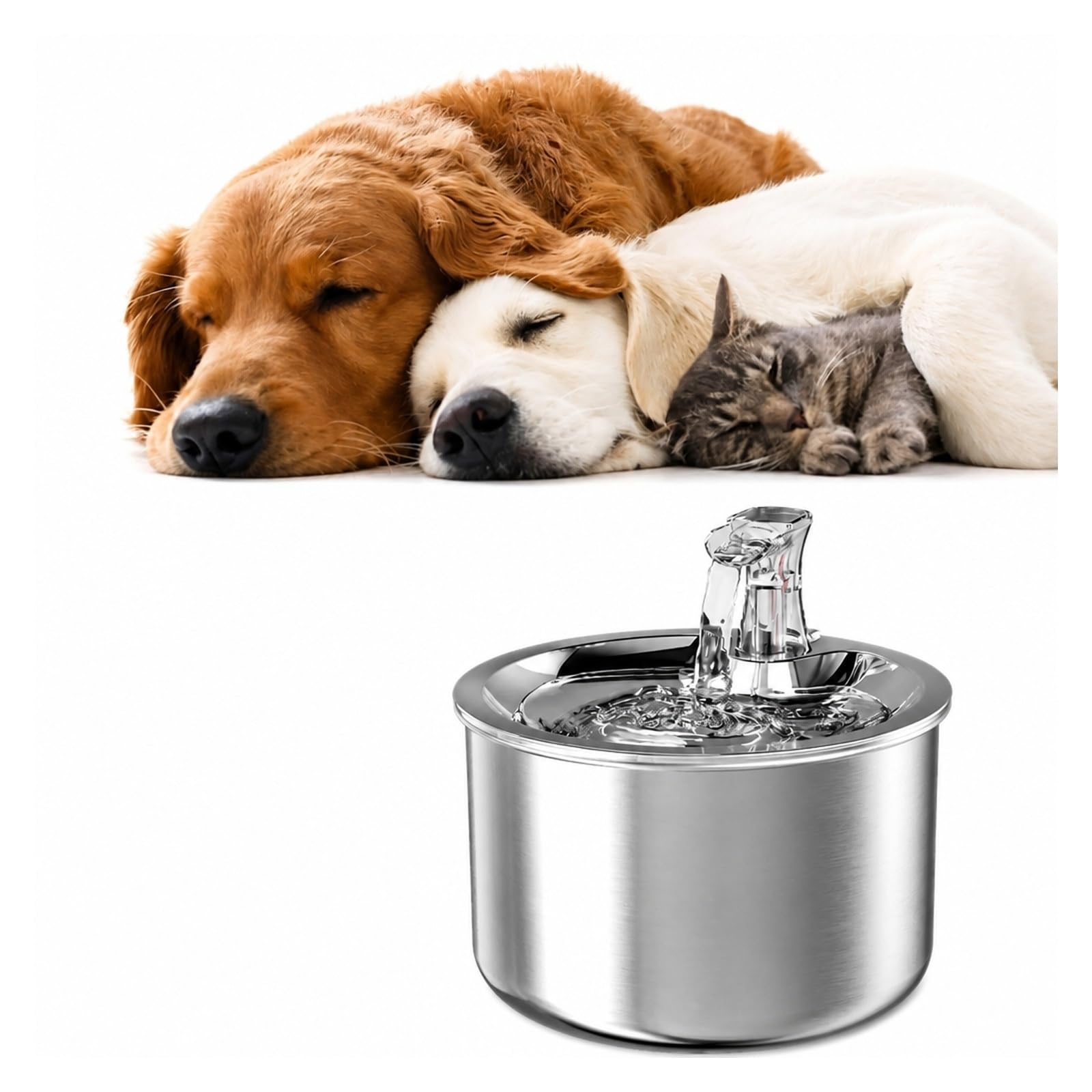 Fuente De Agua para Gatos Inoxidable 2L