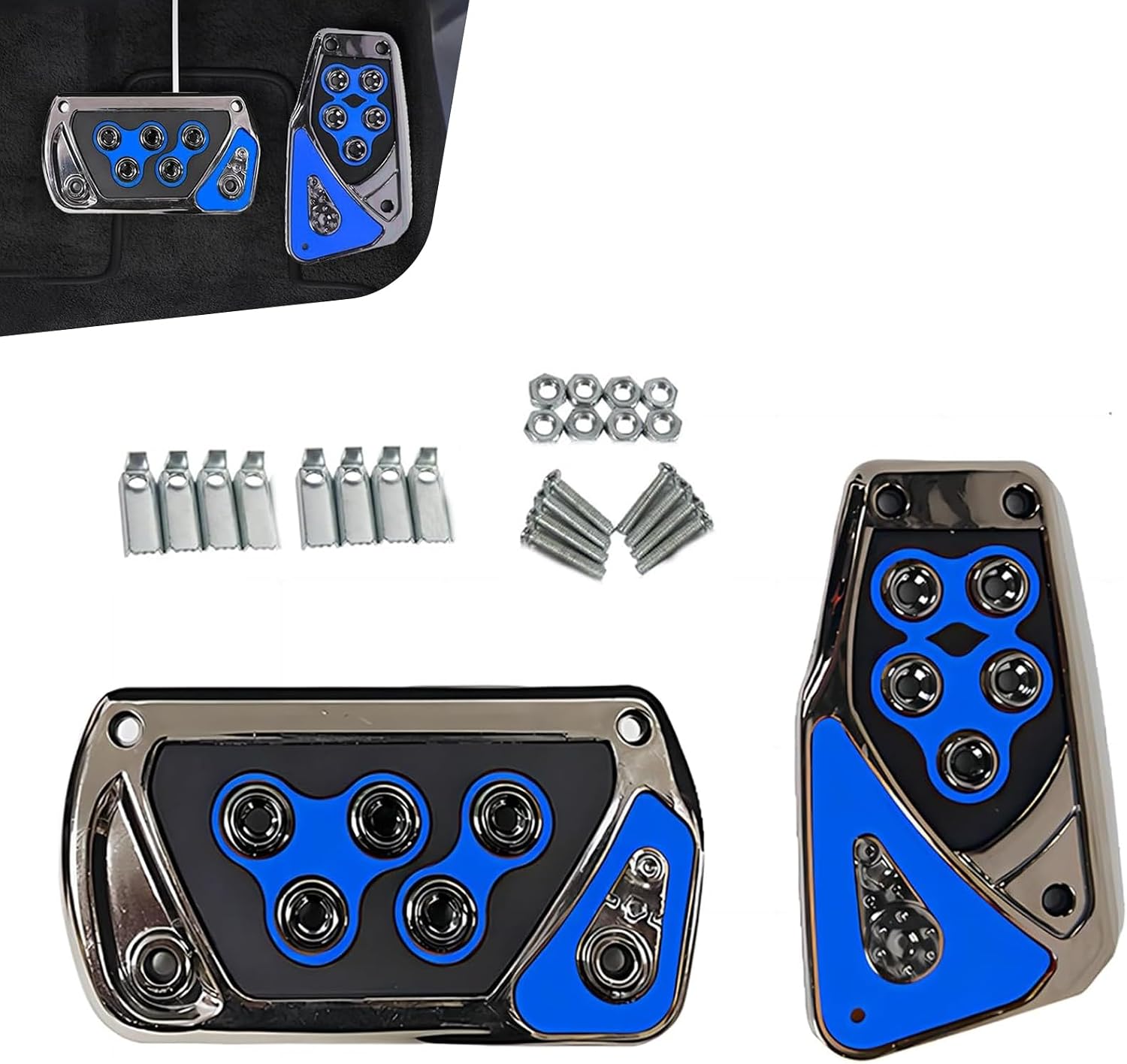 2 PCS Car Pedal Pads, Anti-slip Transmission Brake and Accelerator Pedal Covers, Cool Car Accessories, Universal Waterproof Accessories for Most Automatic Vehicles (Black)