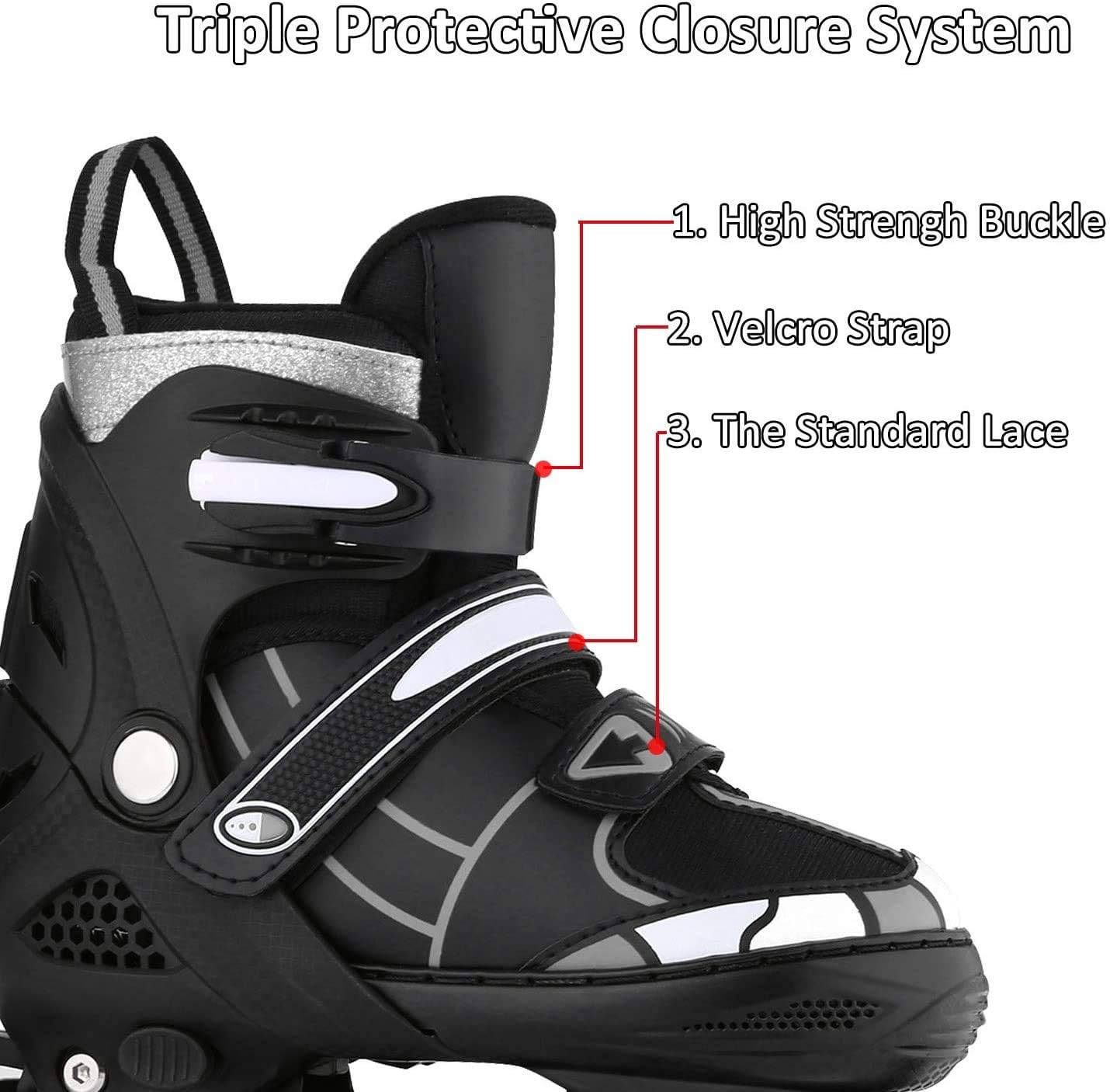 ANCHEER Youth Inline Skates for Kids and Women Adjustable Blades Roller Skates with Light Up Wheels Outdoor in Line Skating for Girls and Boys Beginner Skates Size 12-8