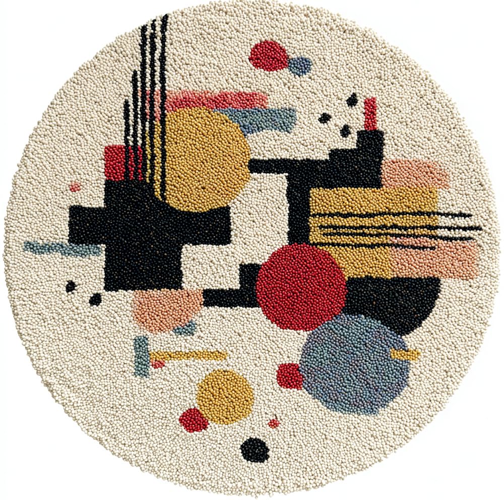 kitphoenix Round DIY Latch Hook Rug Kits Abstract Patterns 20X20Inch (50X50Cm) Easy for Beginners Children Round Carpet Crochet Yarn Craft Large Rug Hook and Latch Tapestry for Home Decor