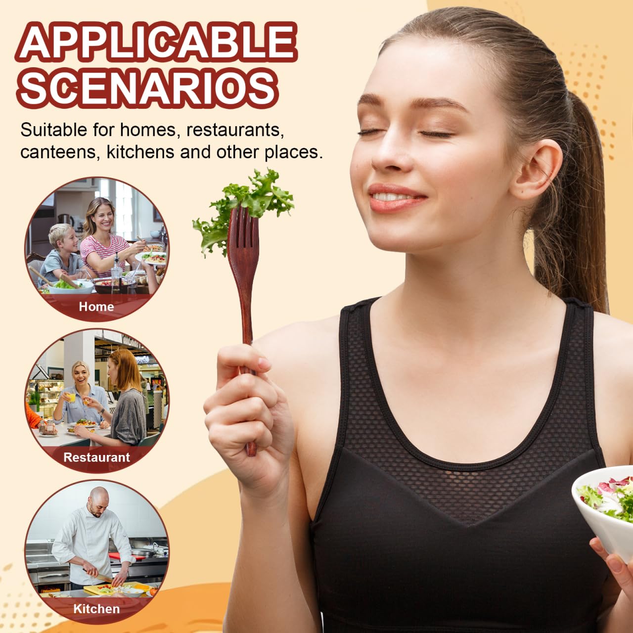 EXCEART Wooden Forks Set 2 pcs Long Handle Fork for Stirring Cooking Serving Salad Fruit and Daily Dining 9.05 inch Natural Wooden Forks with Ergonomic Handle for Kitchen Use — Amazon image 6