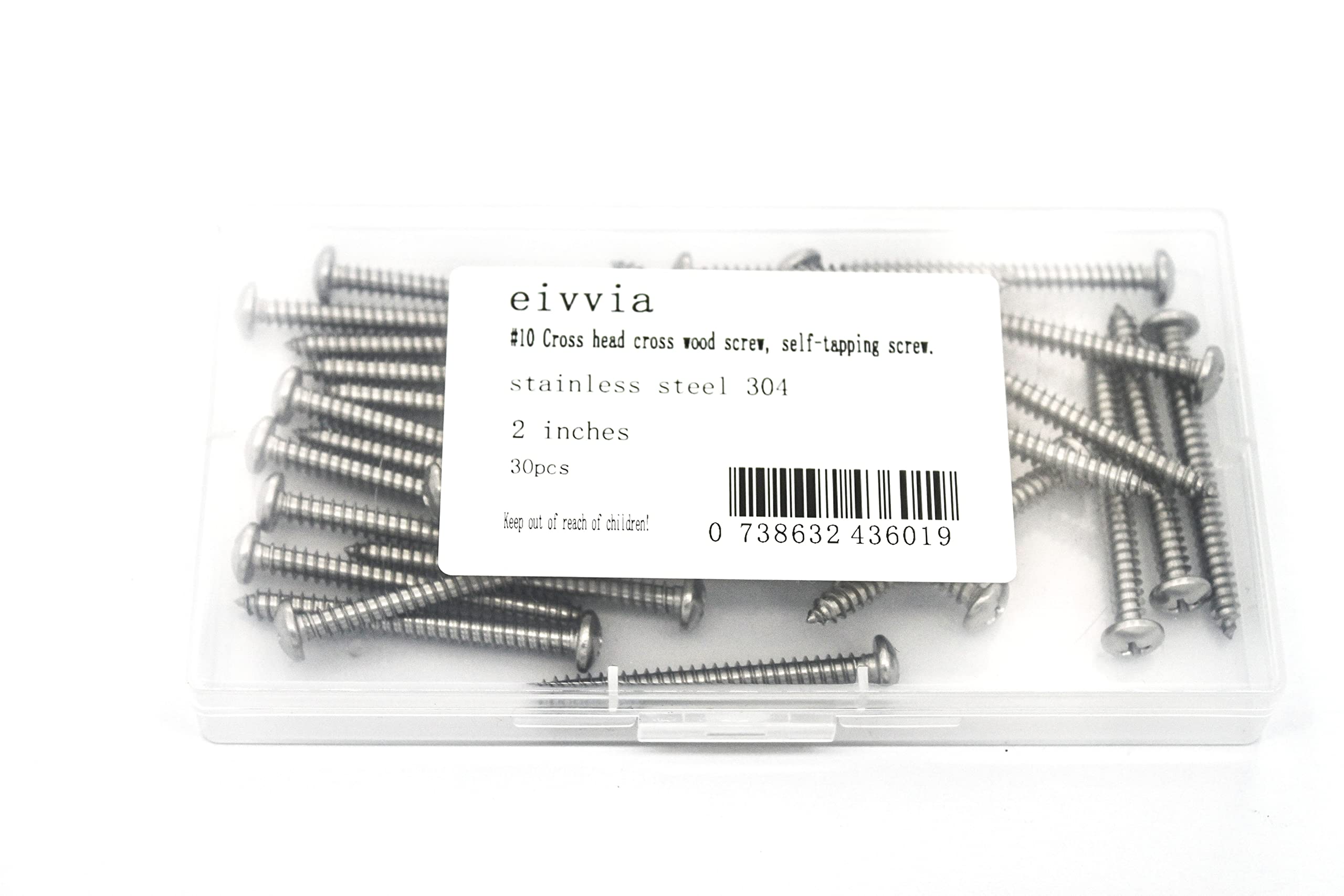 30pcs #10 X 2 Stainless Steel Cross Head Cross Wood Screw, 18-8 (304) Stainless Steel Screw, self-Tapping Screw.