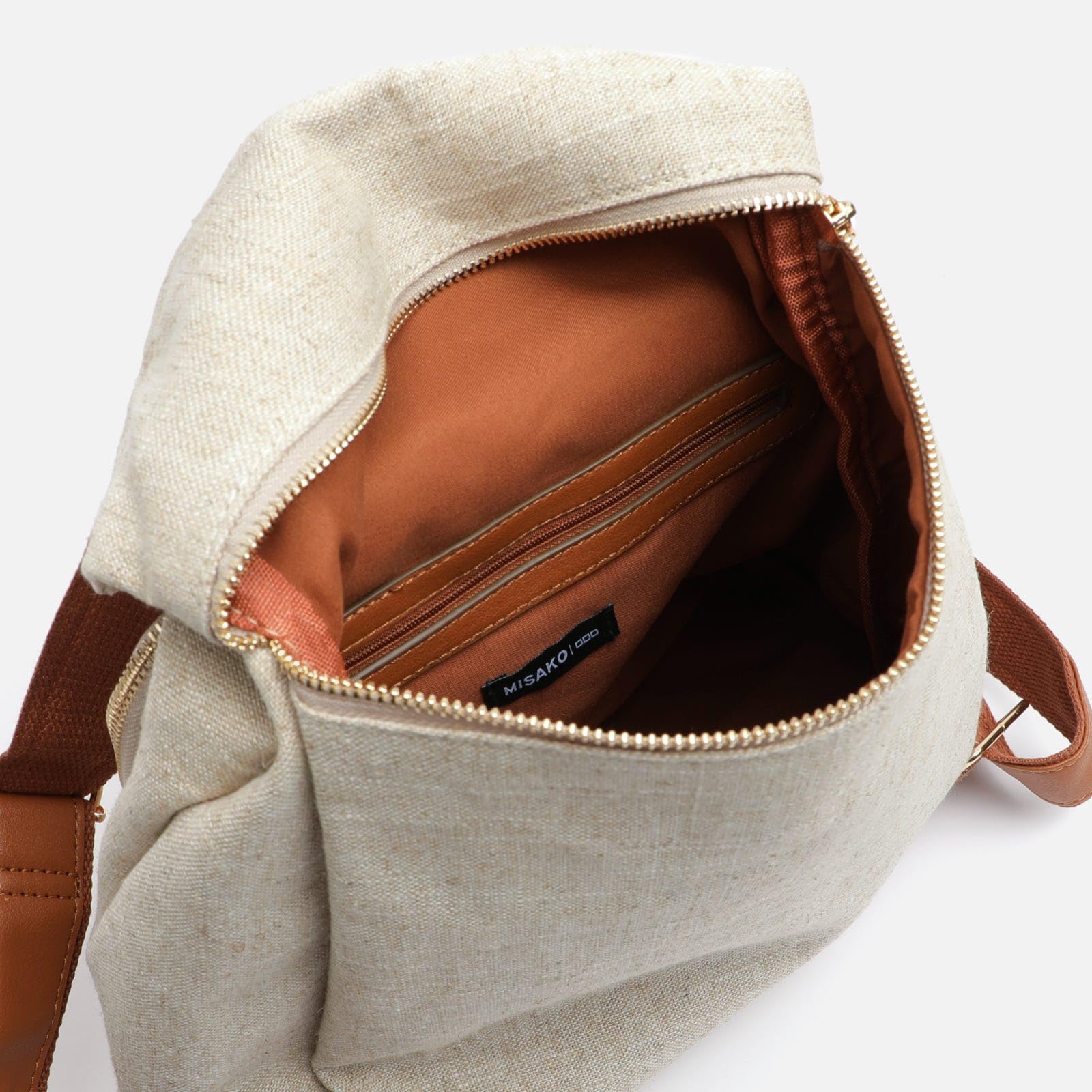 MISAKO Kursi mochila antirrobo de tela Mujer - Kursi Natural 41 X 32 X 12 cm