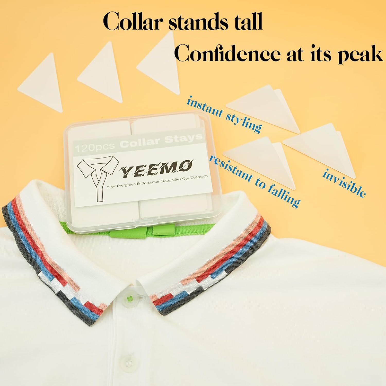 120PCS Collar Stays for Men and Women (Self-Adhesive PET Collar Stays) - No More Curling Collars! Ideal for Shirts and Dresses with Collars