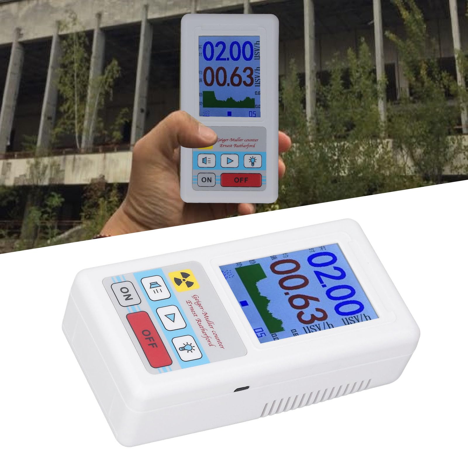 Geiger Counter Radiation Detector,Nuclear Radiation Monitor Dosimeter for Home Outdoor Industry Laboratories (White)