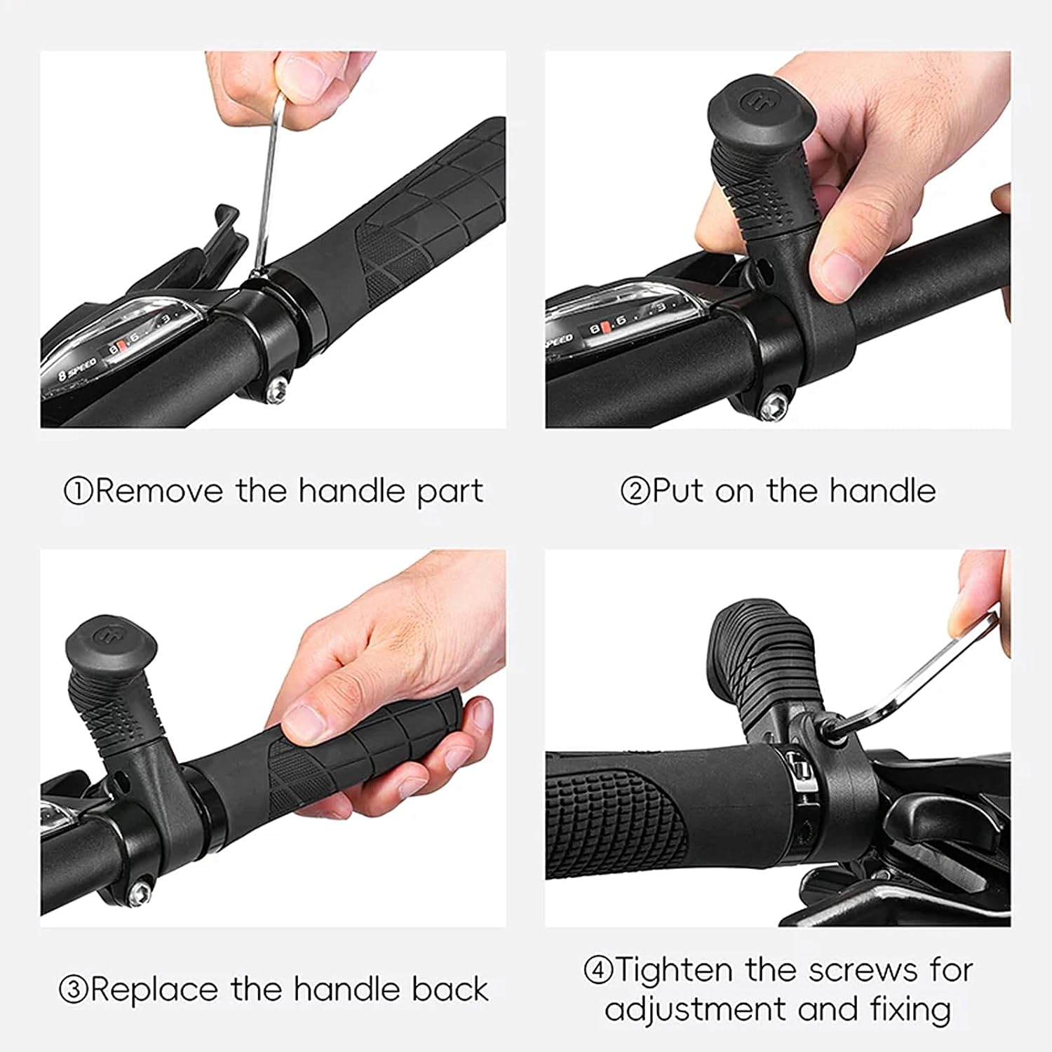 Ergonomic Bike Handlebar Ends - MTB Thumb Rest Grips for 22.2mm Handlebars - Anti-Slip TPE Rubber Bicycle Bar Ends to Relieve Wrist Pressure & Numbness - Adjustable Forearm Support