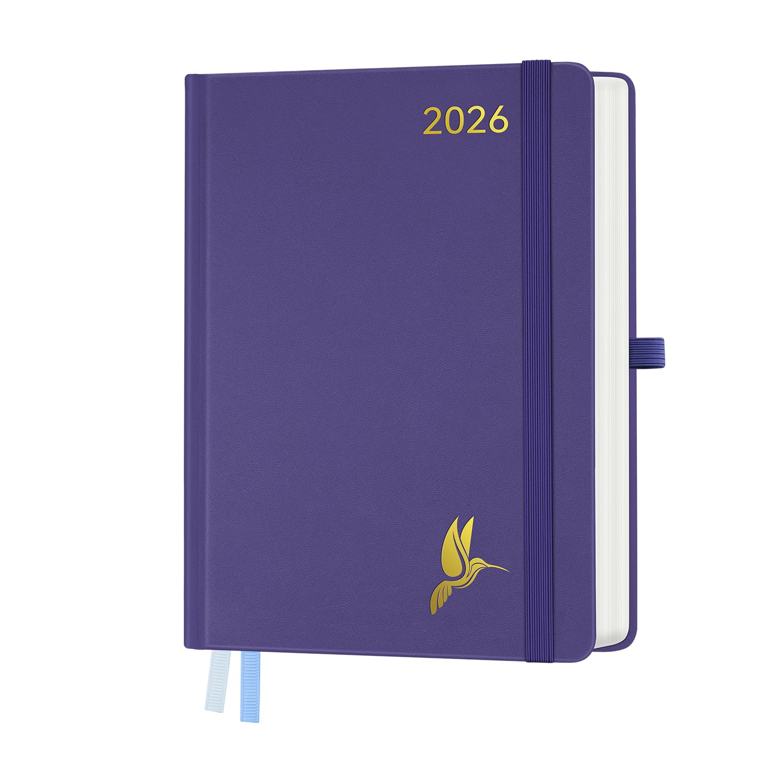 FEKSINO Kalender 2026 Tagesplaner A5 1 Tag 1 Seite - Tageskalender 2026 Hardcover,Terminplaner & Buchekalender 2026, 100 GSM Papier für Arbeit Studium Alltag - Lila