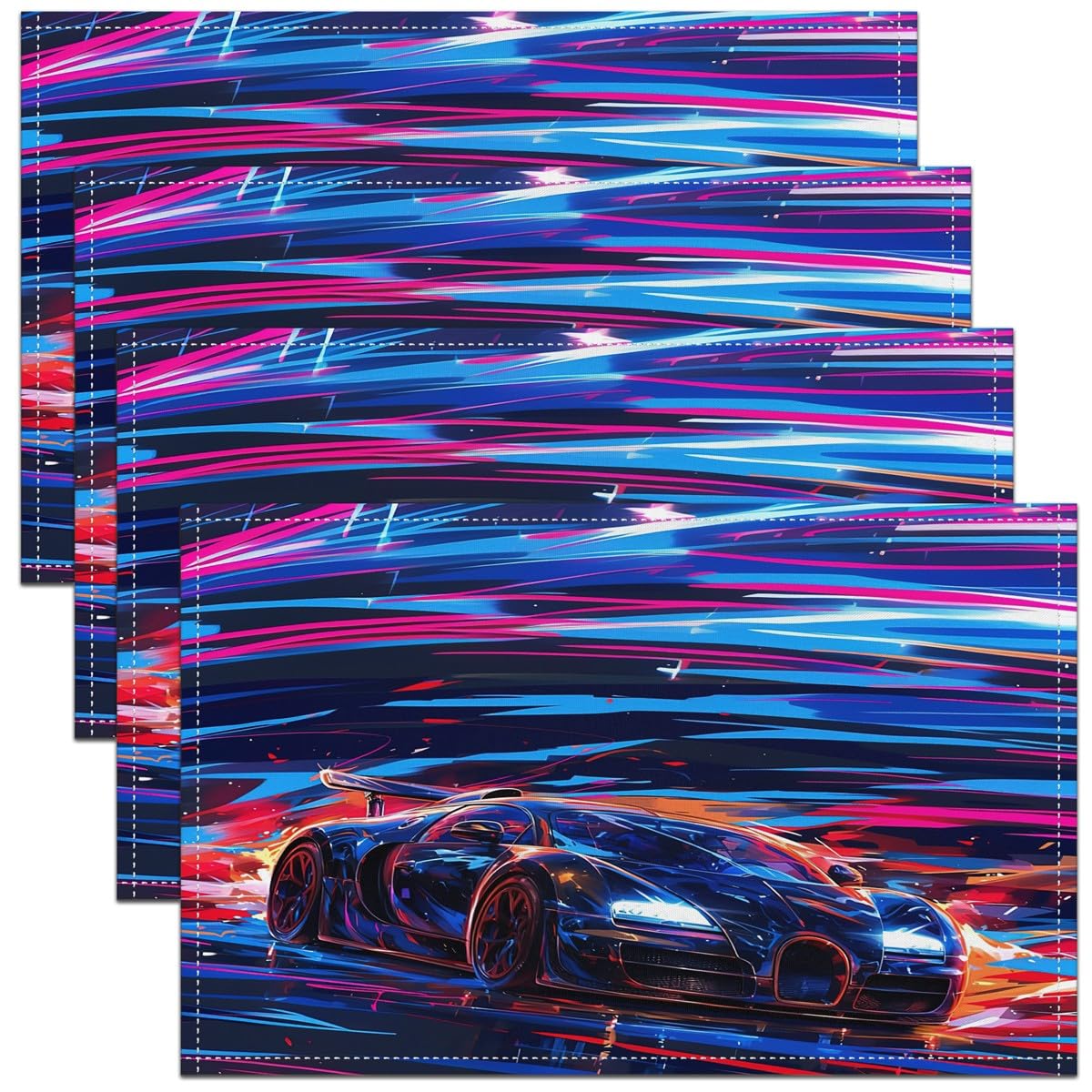 Set de table voiture de course coloré pour enfants : cadeau idéal de cuisine