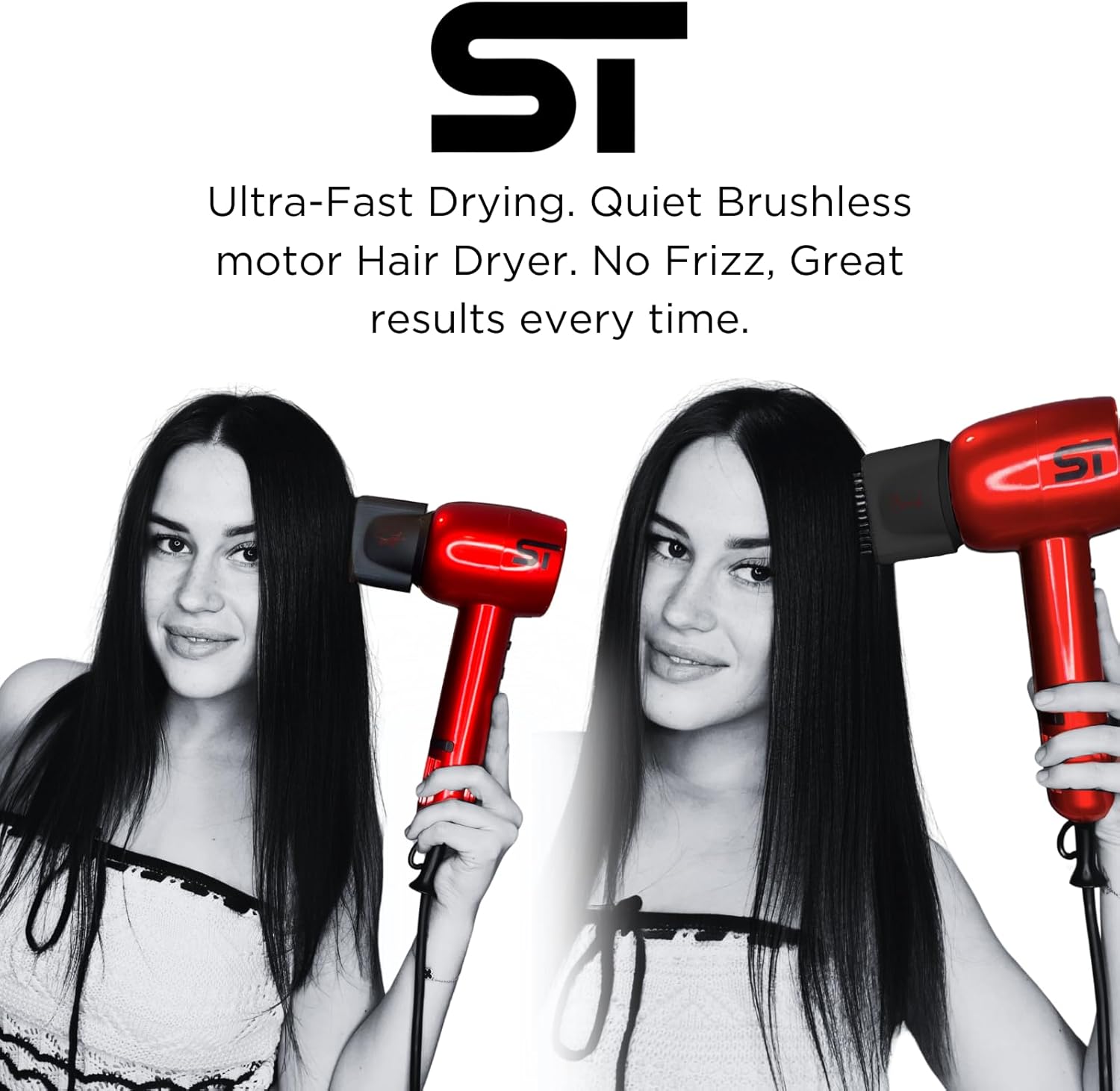 Supreme Trimmer Hair Dryer Negative Ion 110,000 RPM | Fast Drying & Low Noise Blow Dryer 1400W Brushless Motor | Magnetic Attachments, 3 Heat & 3 Speed Settings + Cool Shot | SHD347