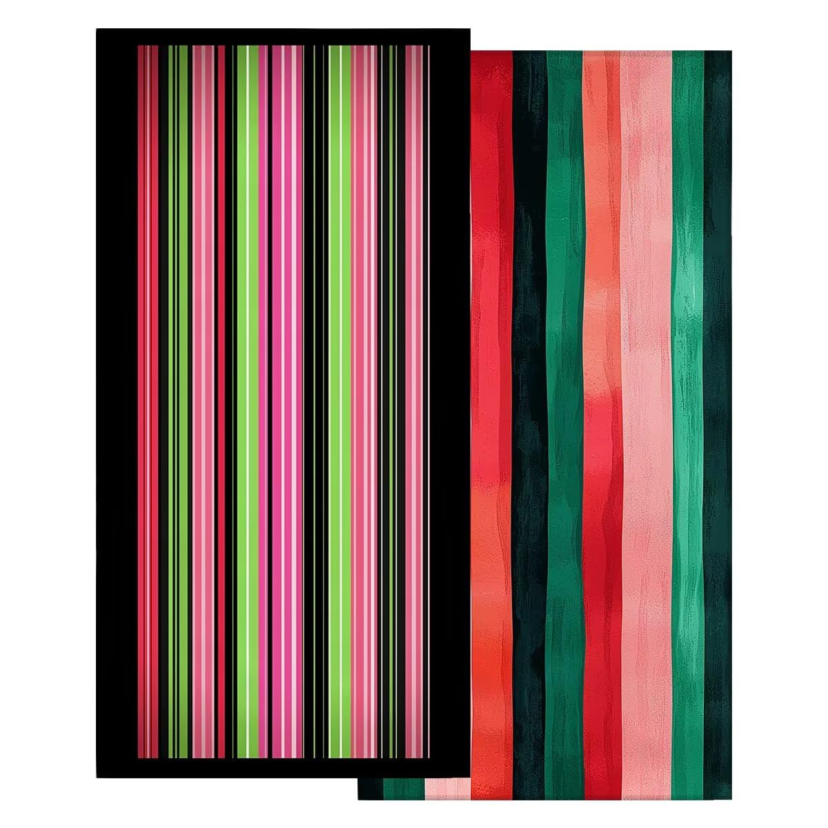 Ręcznik plażowy z mikrofibry, zestaw 2 dużych ręczników kąpielowych 100x200 cm, szybkoschnący ręcznik kąpielowy w paski, ręczniki plażowe, sportowe ręczniki z mikrofibry do podróży -3882