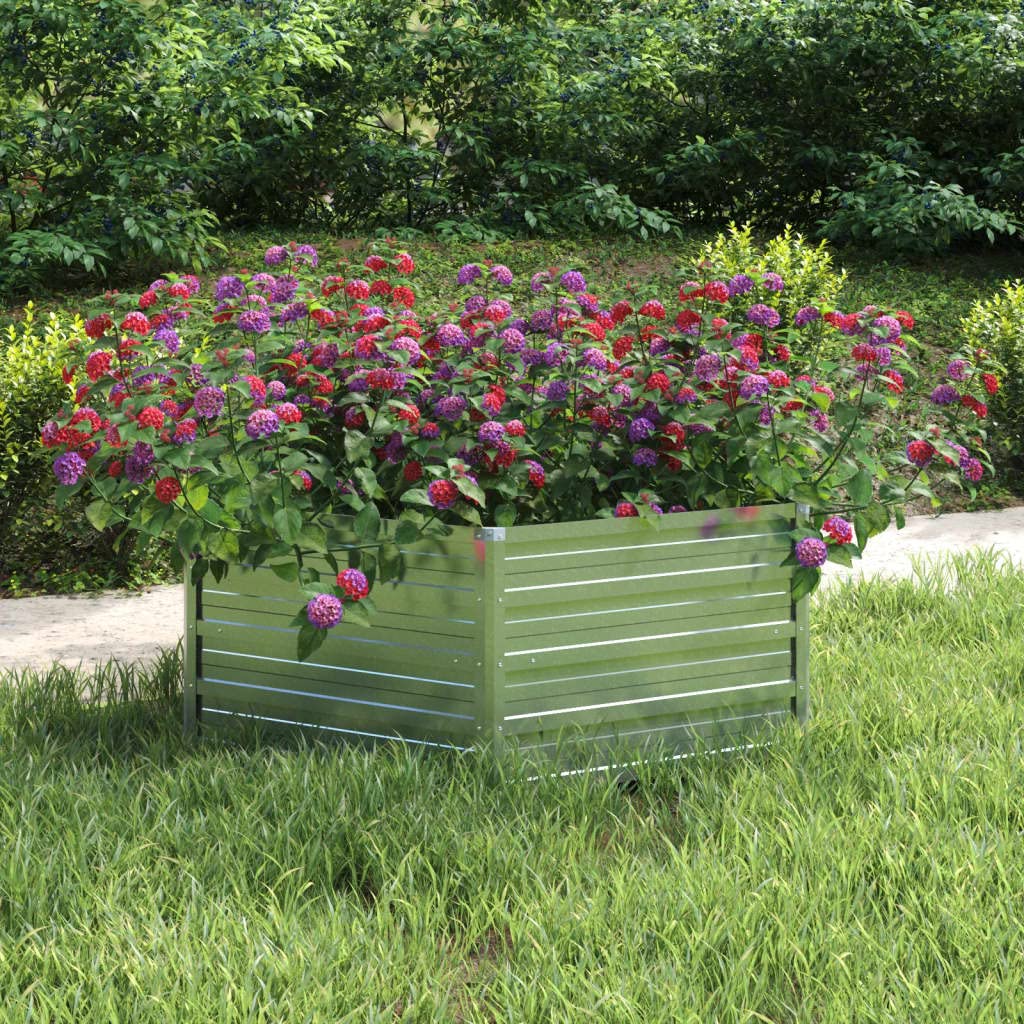 Jardinera de Acero Galvanizado Plateado 129x45 cm Arriate de Balcones Aire Libre Accesorio para Jardín Macetero de Metal Duradero Huerto Urbano Patios para Flores Hierbas Verduras