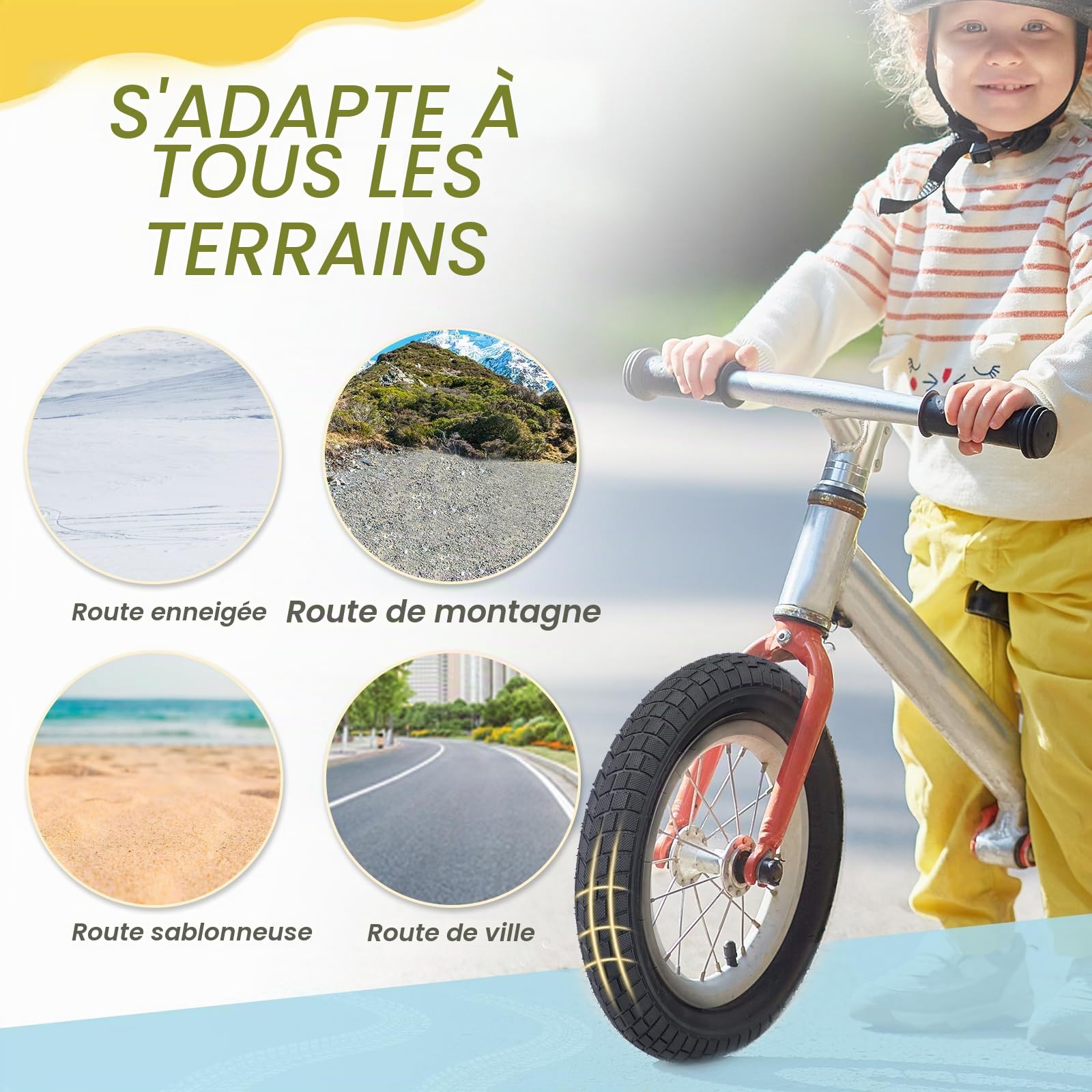 ZUKKA Lot de 2 pneus de vélo Pliables 12/14/16 Pouces pour Enfant 12/14/16 x 2,125 - Gaine Compatible avec Les vélos de Route, vélos de Ville, BMX, VTT, vélo pour Enfant, Tricycle, Cruiser