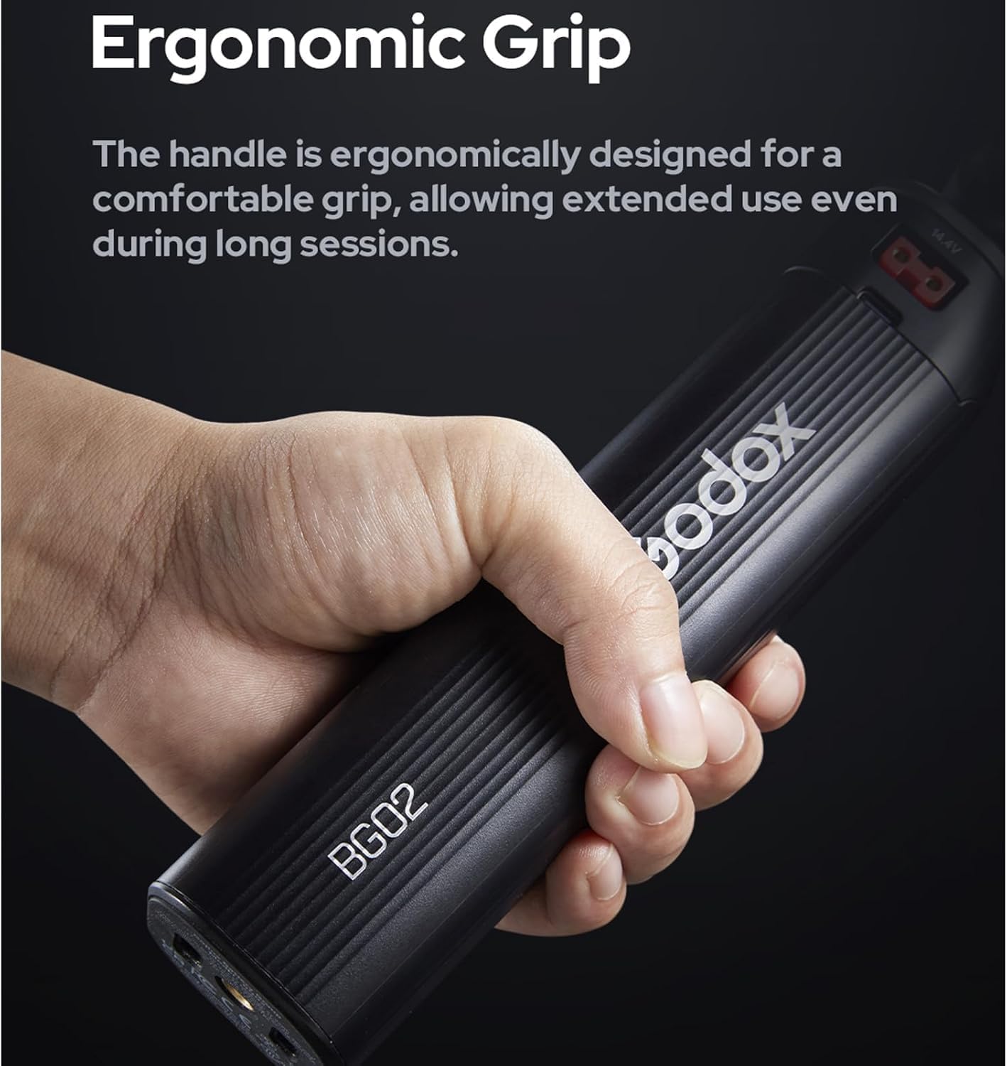 GODOX BG02 Battery Grip with D-Tap and USB-C Cable for Flash Light and LED Video Light,98W Power Handgrip for AD200,AD200PRO II,AD300 PRO,ML100BI,ML60BI,and Other Photography Studio Lights