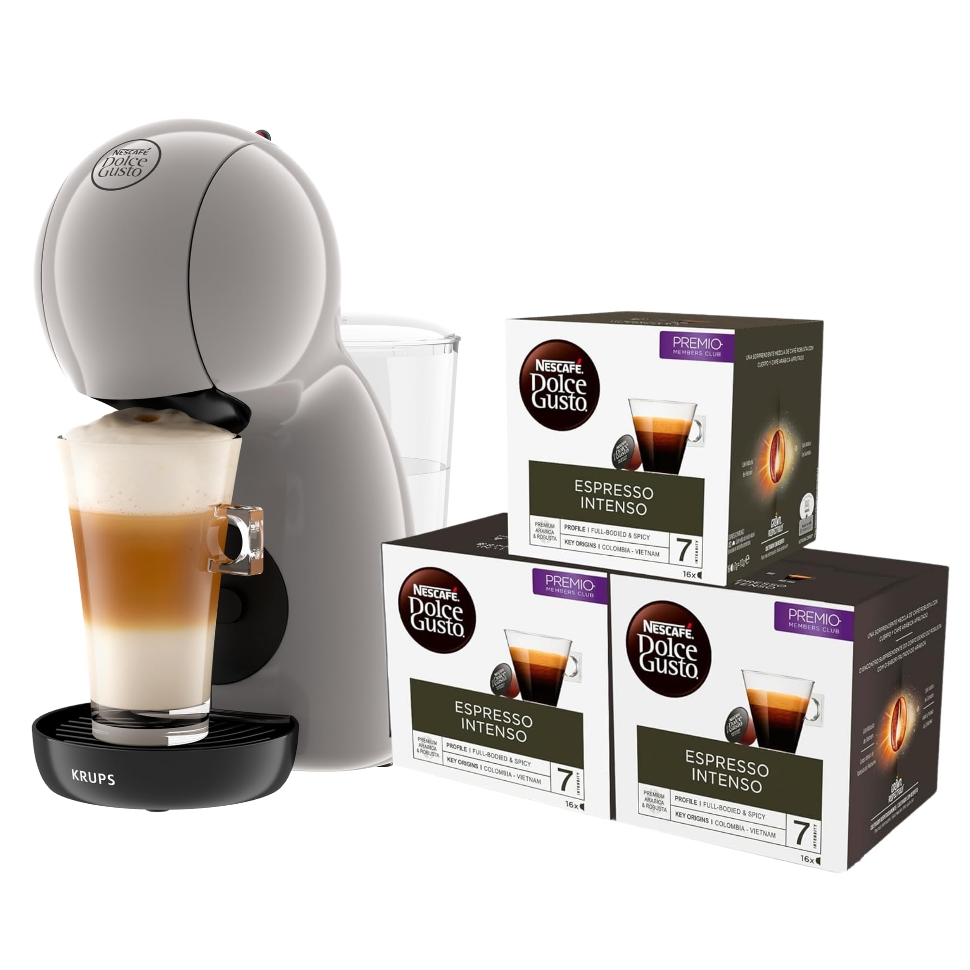 KRUPS Piccolo XS Taupe, Cafetera de cápsulas multibebida, ultracompacta, espresso de alta presión, compatible con cápsulas NESCAFÉ® Dolce Gusto®, Incluye 3 packs de café, KP1A3ACAS
