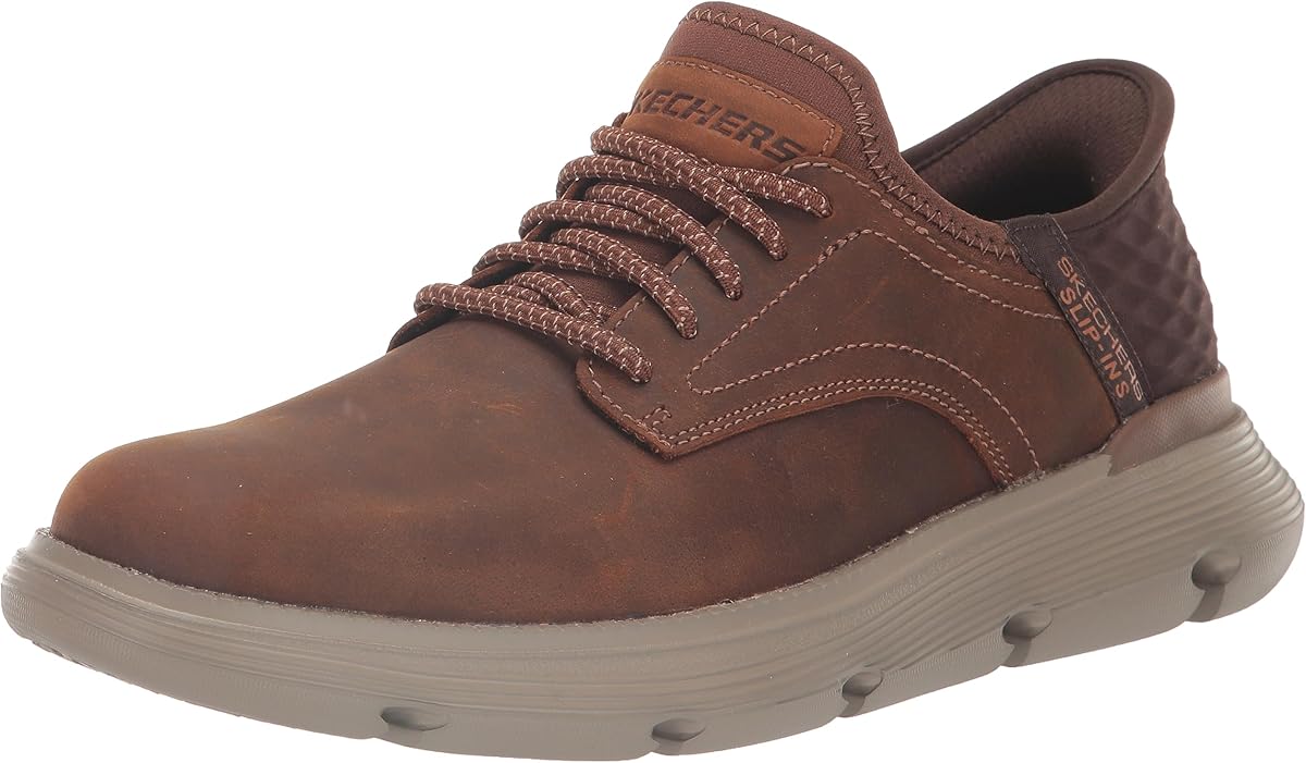 Amazon.com | Skechers Men's Slip-ins Garza-Gervin Casual Slip-On Shoes Moccasin, Dark Brown, 12 Wide | Loafers & Slip-Ons
