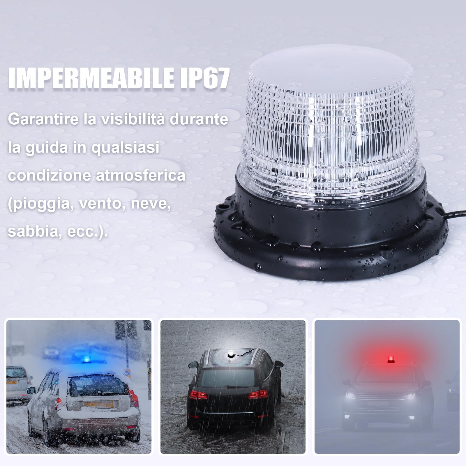 LED lampeggiante 12V stroboscopica 8 Colori segnalazione lampeggiante di emergenza Luce Rotante magnetica per Camion trattore